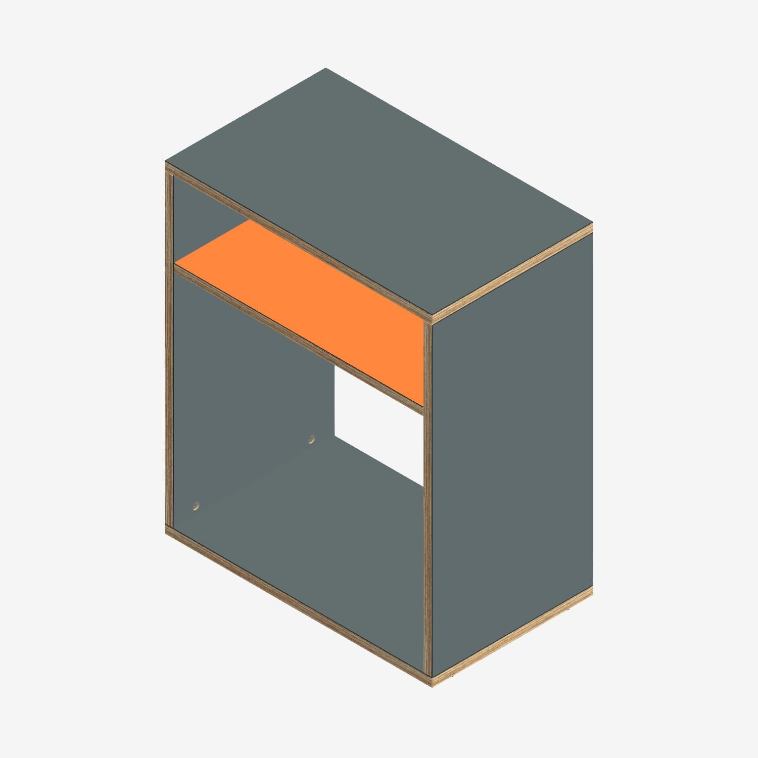 Custom Plywood Open Shelves in Laminated Plywood Grey 004