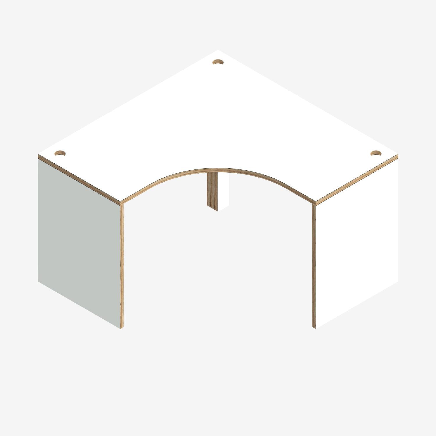 Custom Plywood Corner Desk with Solid Sides in Laminated Plywood White