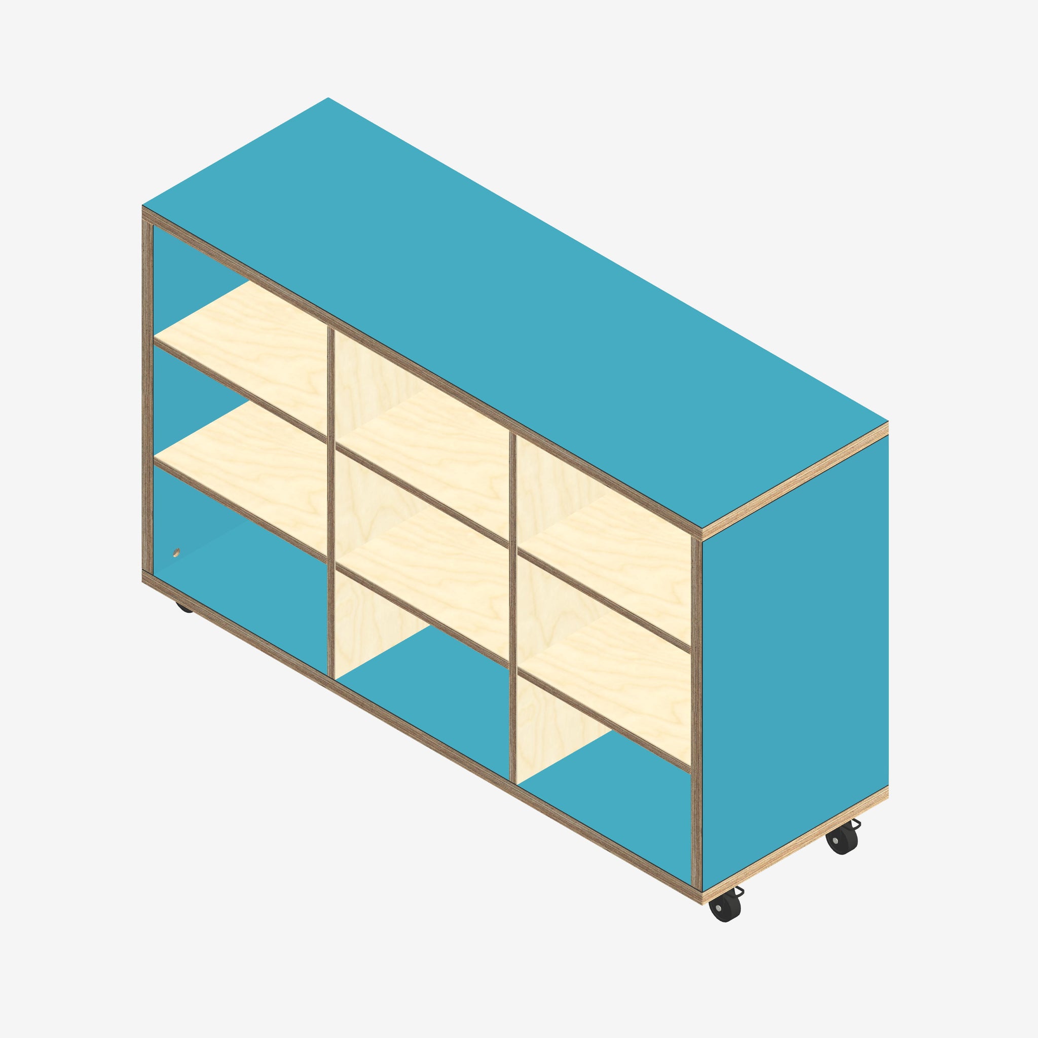 Custom Plywood Open Shelves in Laminated Plywood Caribbean