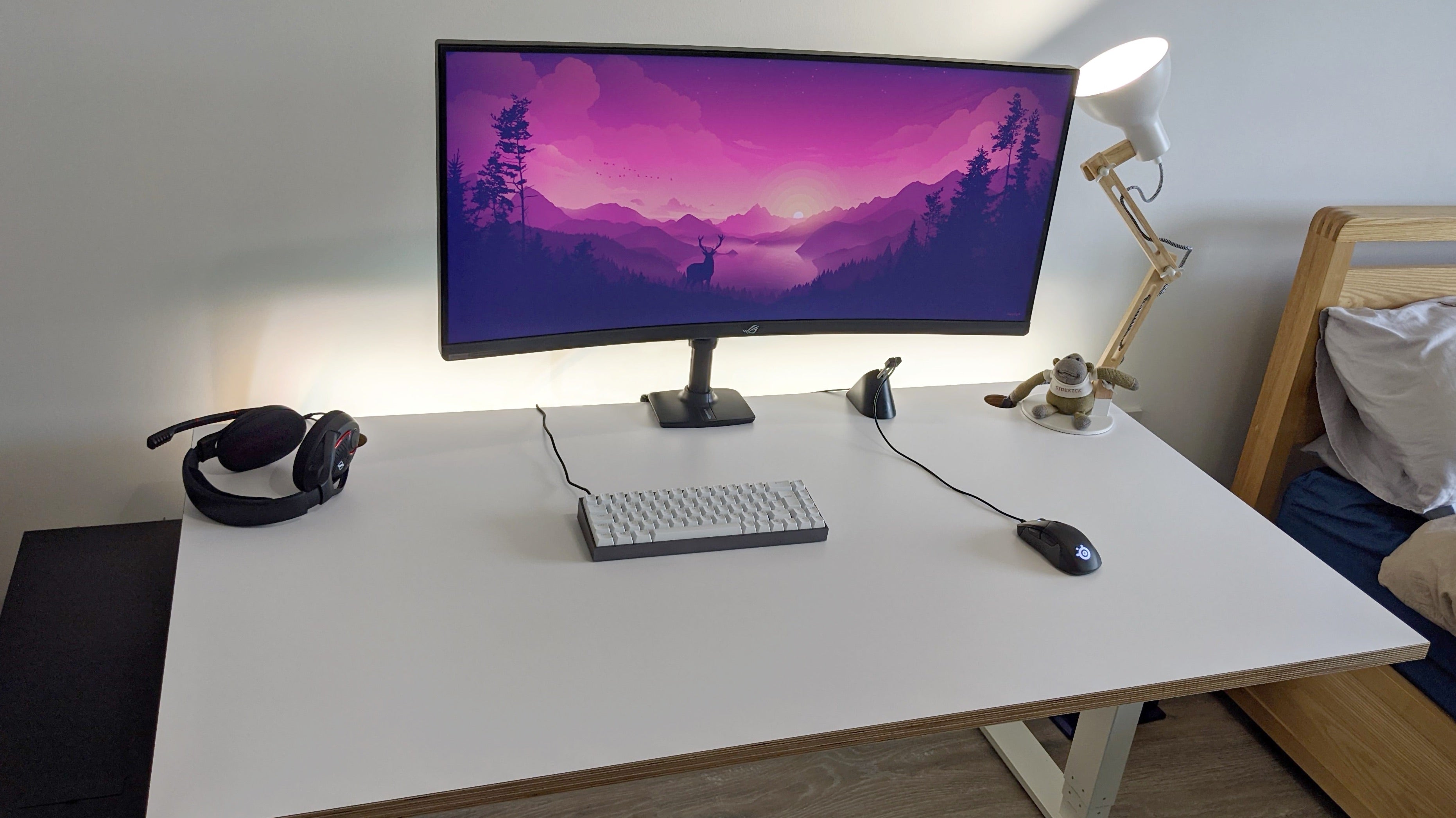 Custom Plywood Desk with Electronic Height Adjustable Frame