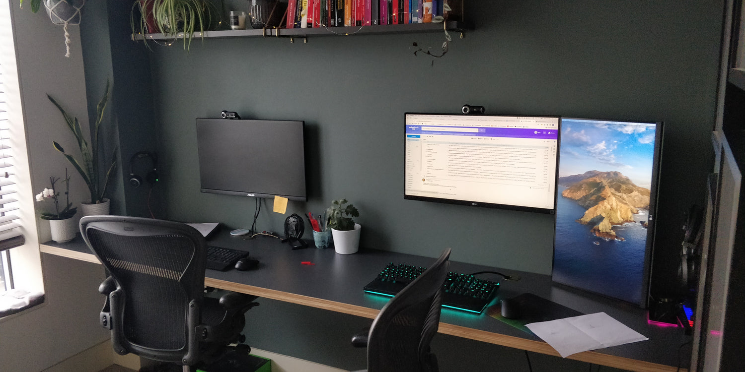 Dark Bespoke Floating Plywood Desk
