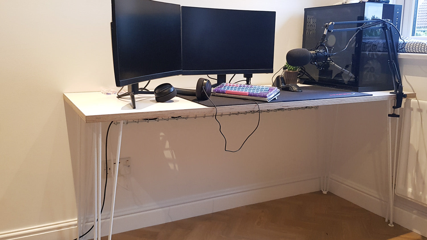 Custom Plywood Desk with Hairpin Legs