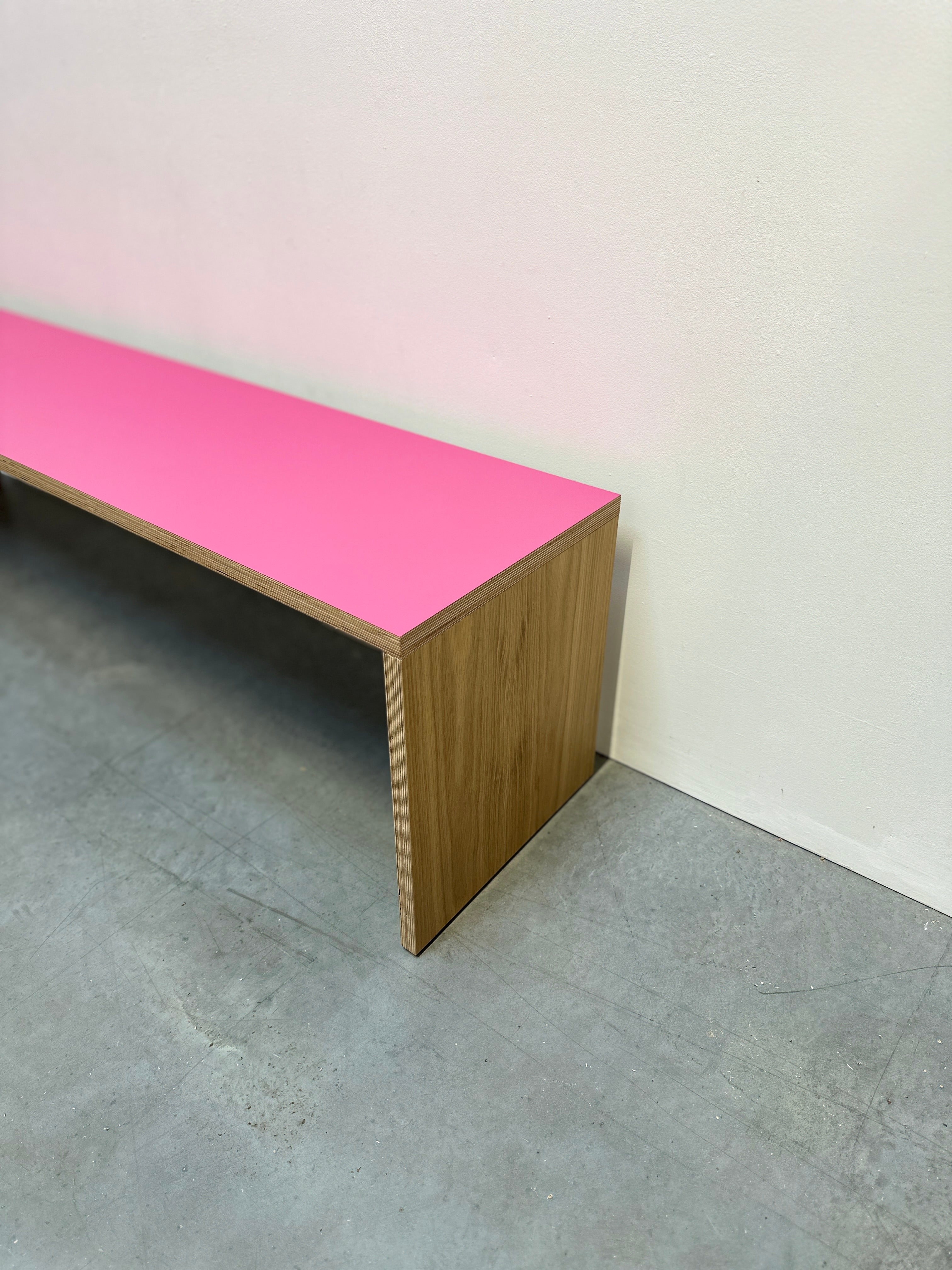 pink bench seat cafe