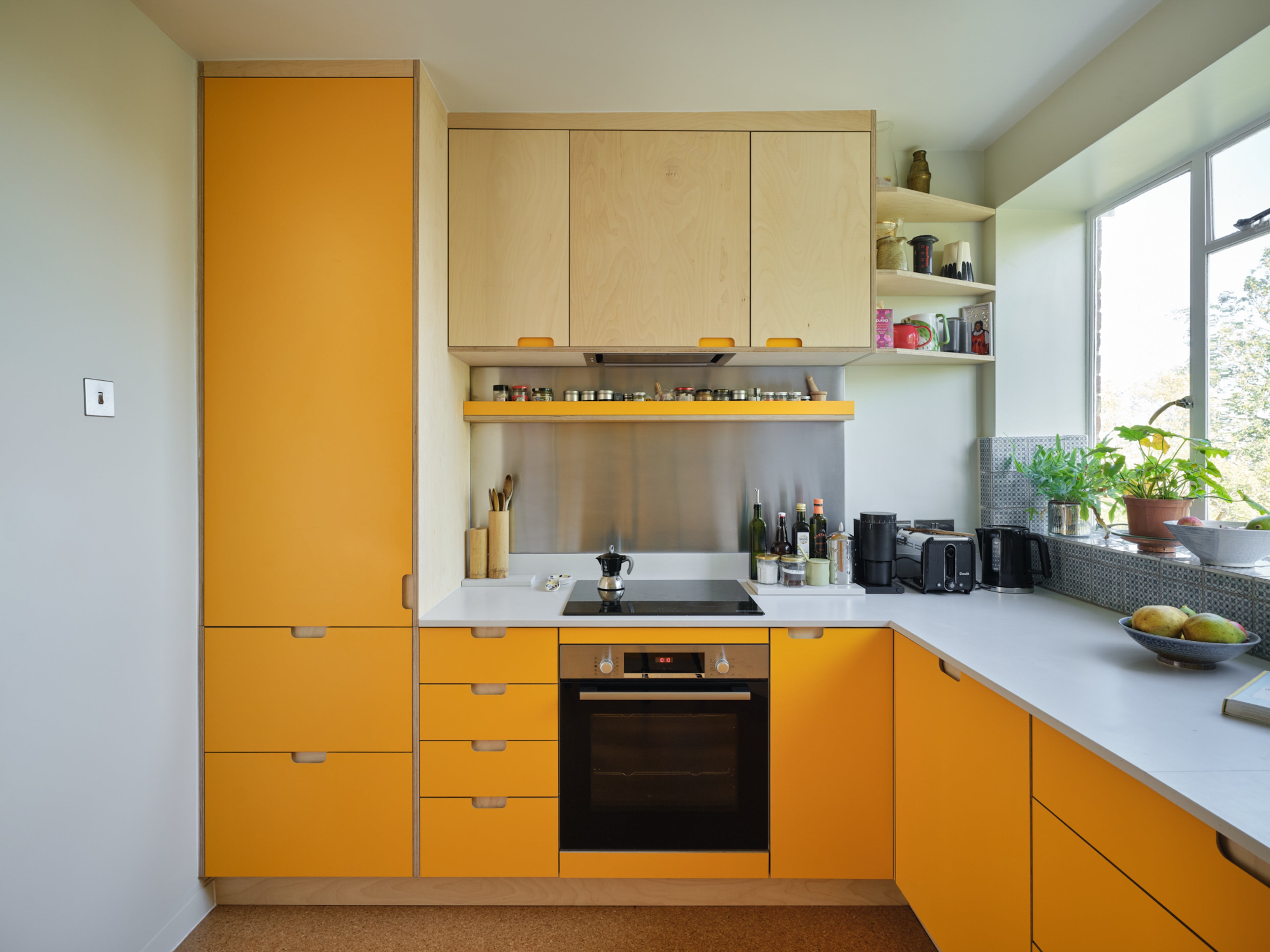 Birch Plywood and Yellow Kitchen Fronts