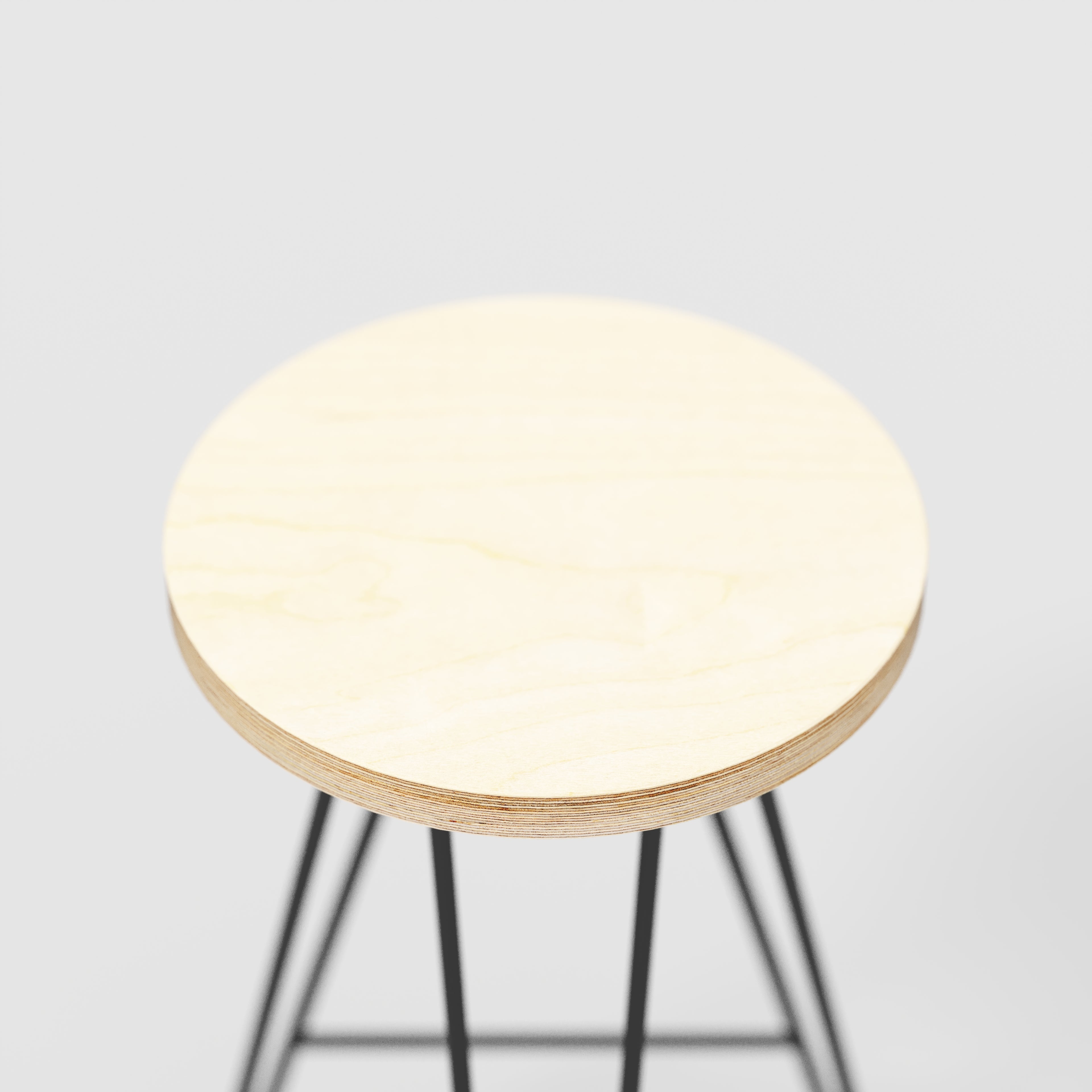 Plywood Bar Stool with Black Hairpin Base - Plywood Birch