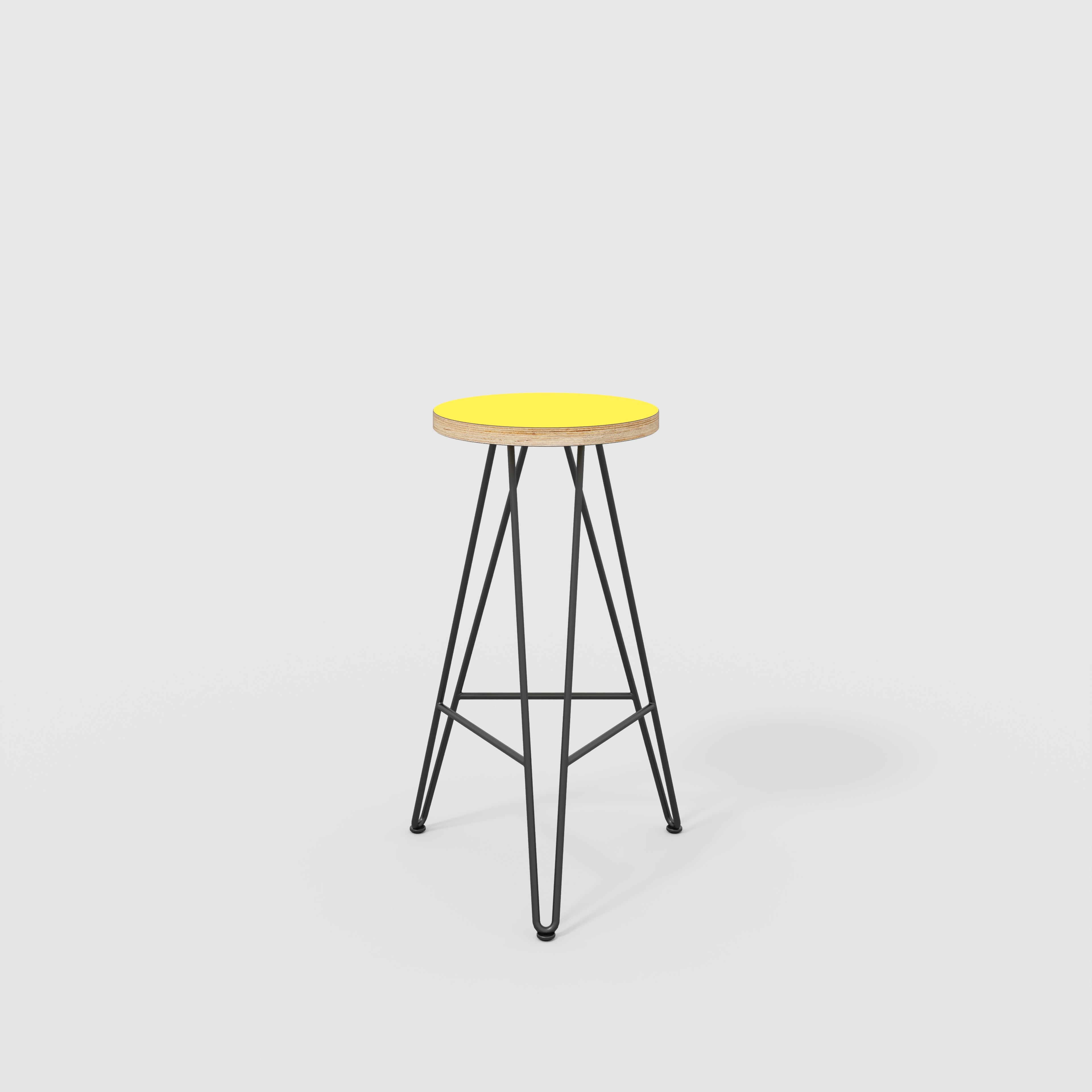 Bar Stool with Black Hairpin Base - Formica Chrome Yellow