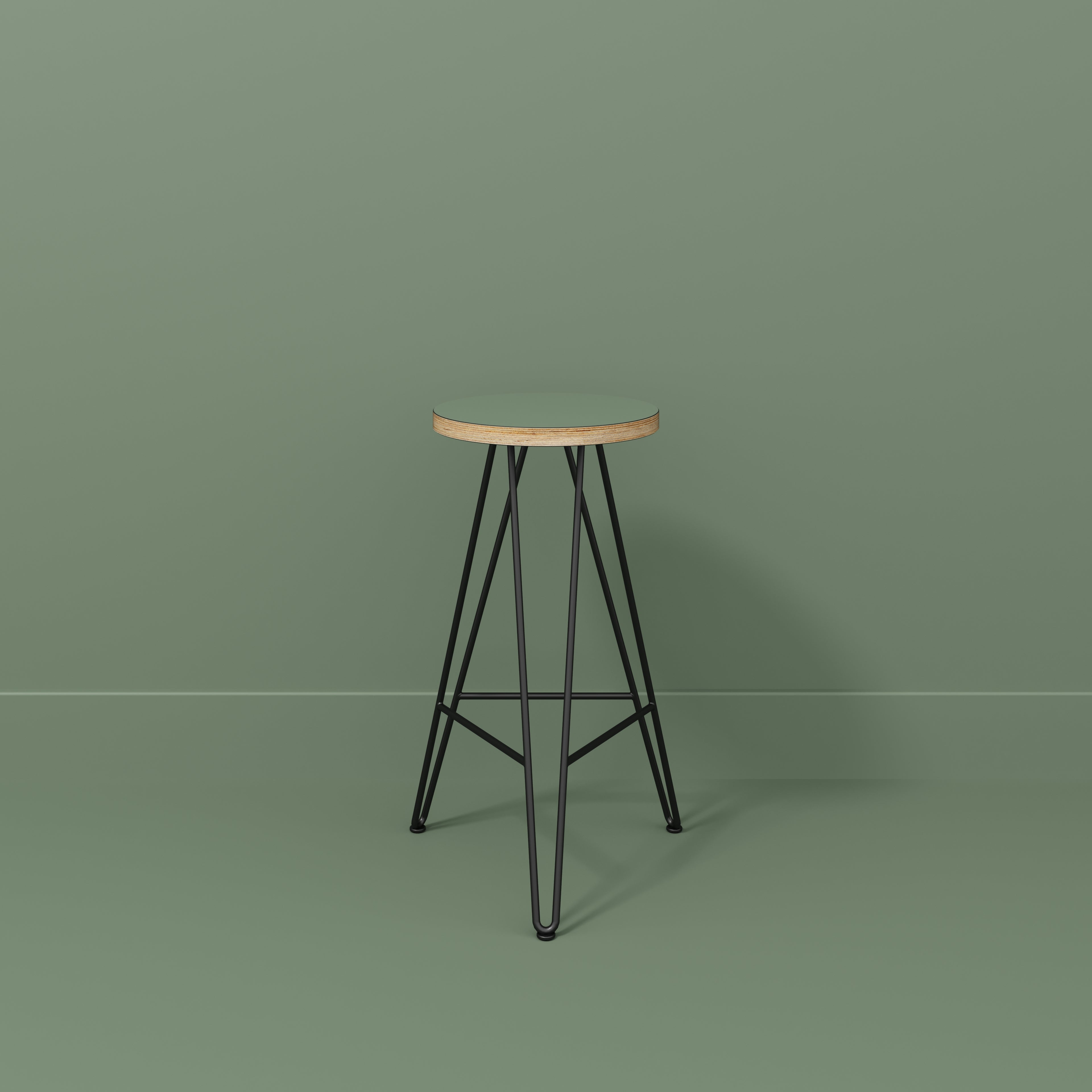 Bar Stool with Black Hairpin Base - Formica Green Slate