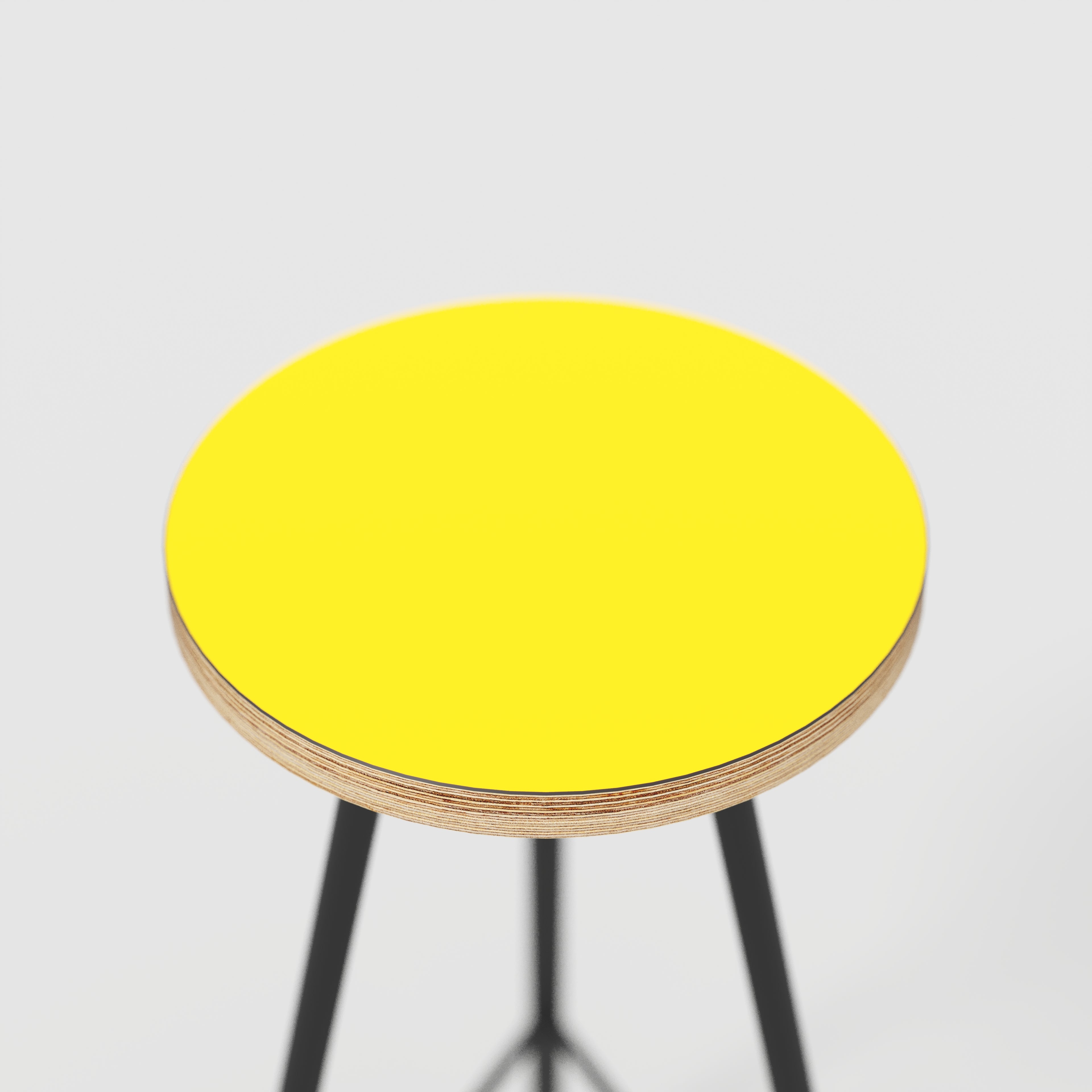 Plywood Bar Stool with Black Nord Base - Formica Chrome Yellow