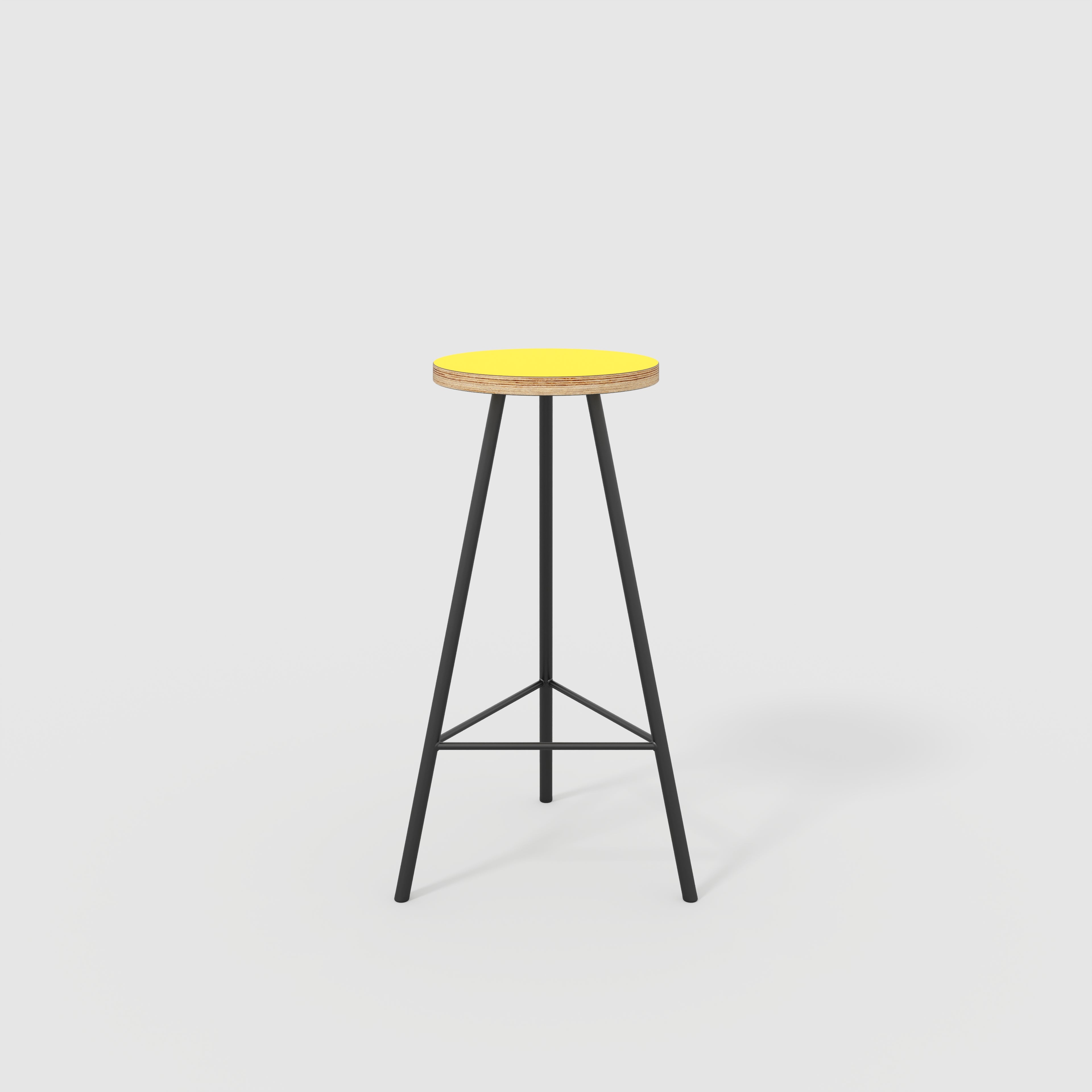 Plywood Bar Stool with Black Nord Base - Formica Chrome Yellow