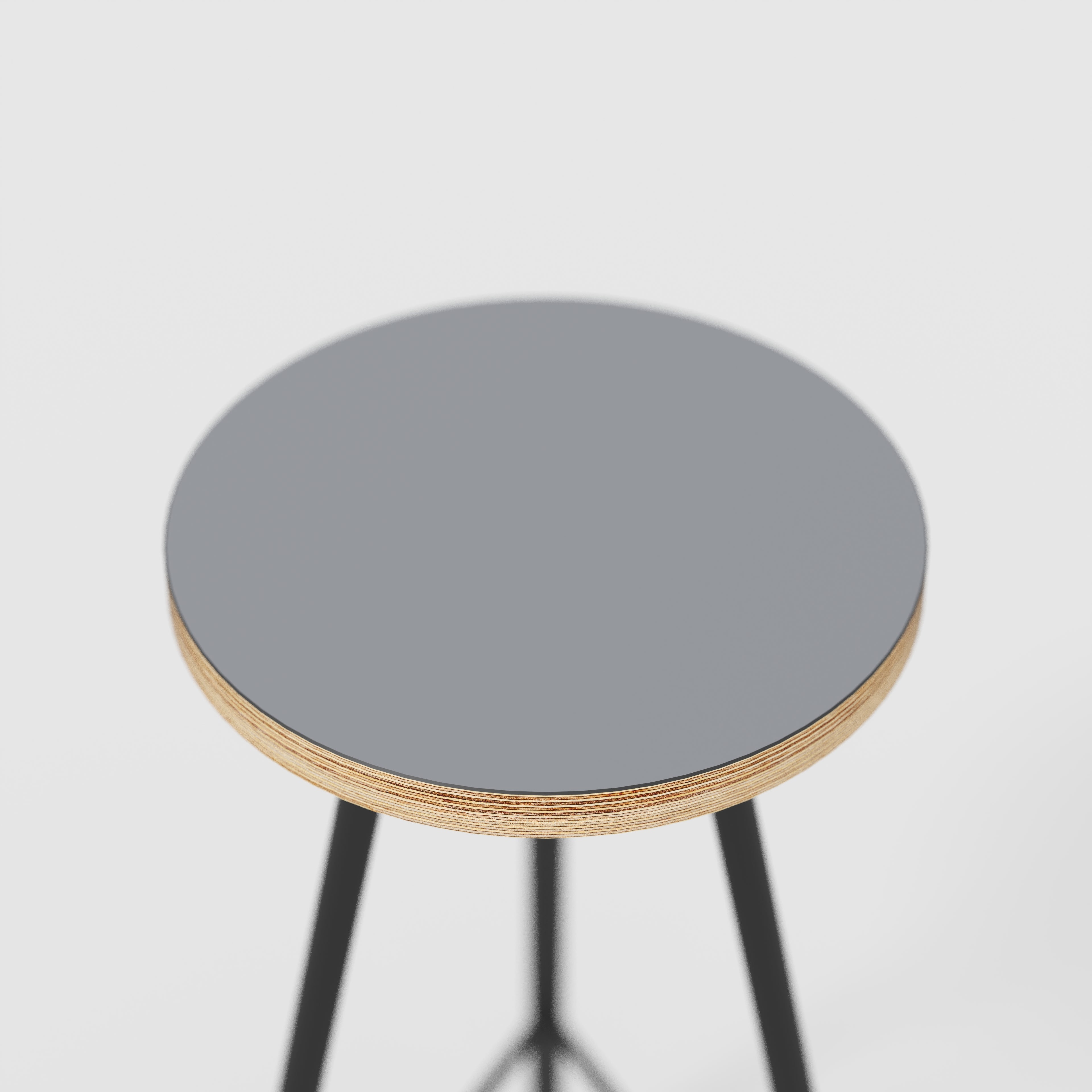 Plywood Bar Stool with Black Nord Base - Formica Tornado Grey