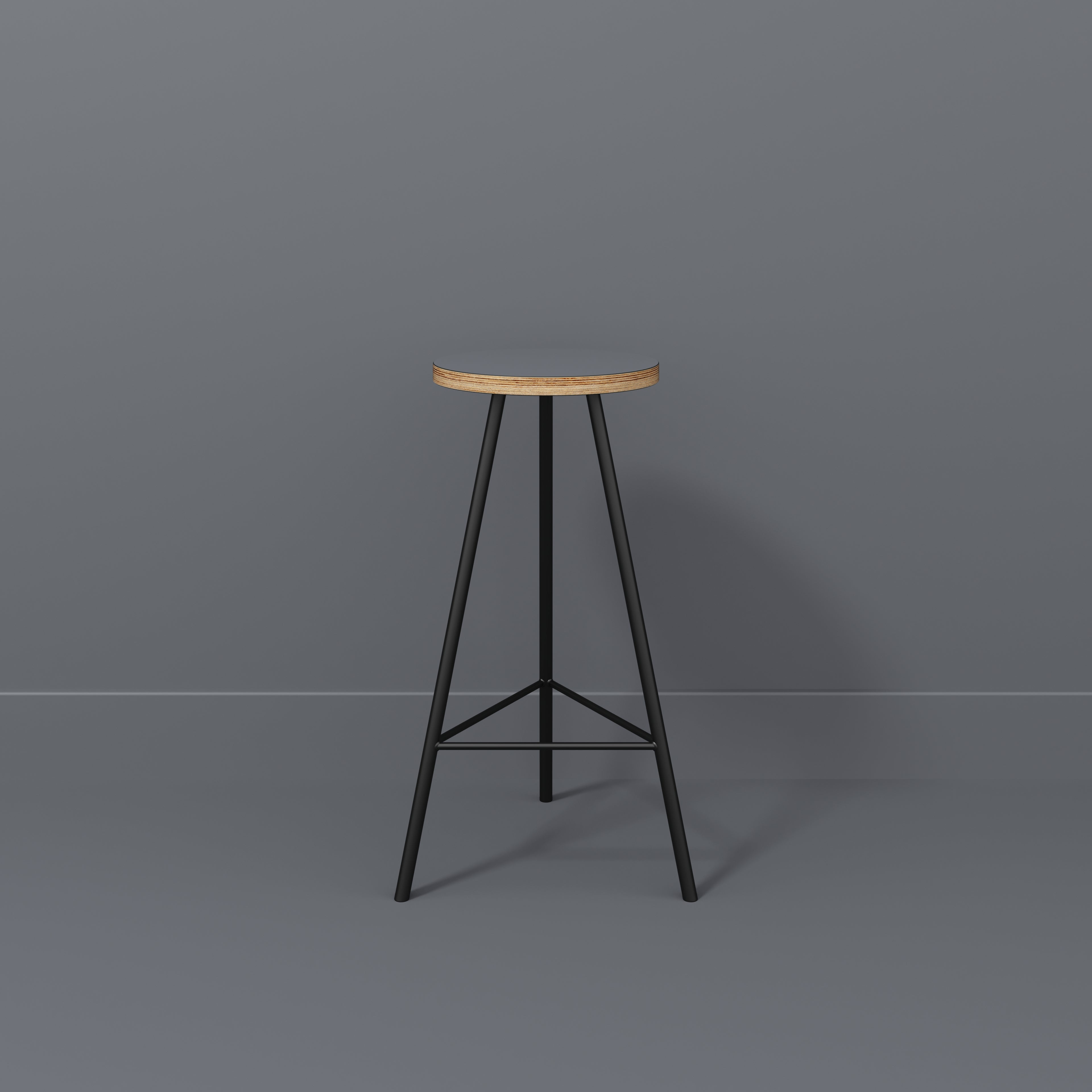 Plywood Bar Stool with Black Nord Base - Formica Tornado Grey