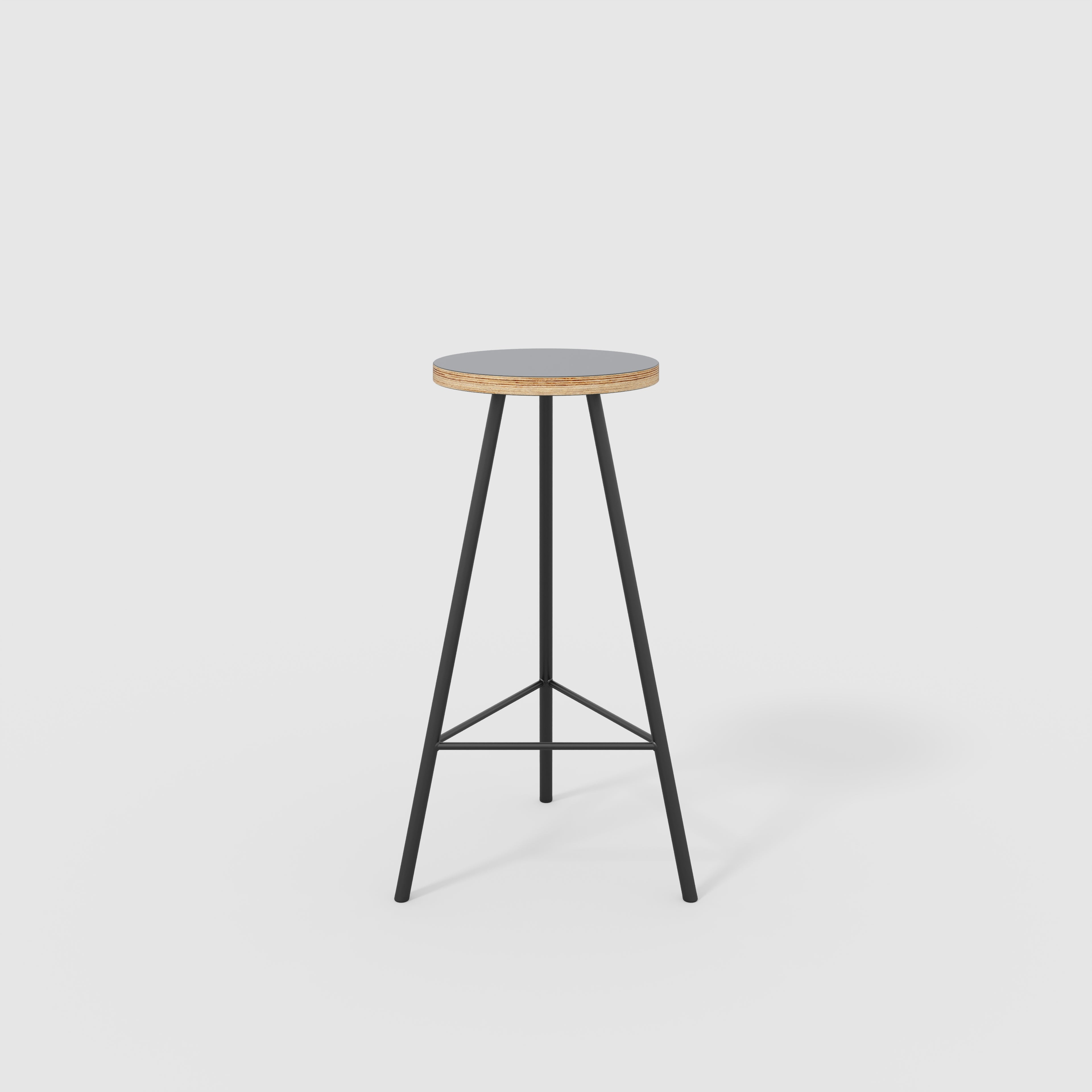 Plywood Bar Stool with Black Nord Base - Formica Tornado Grey