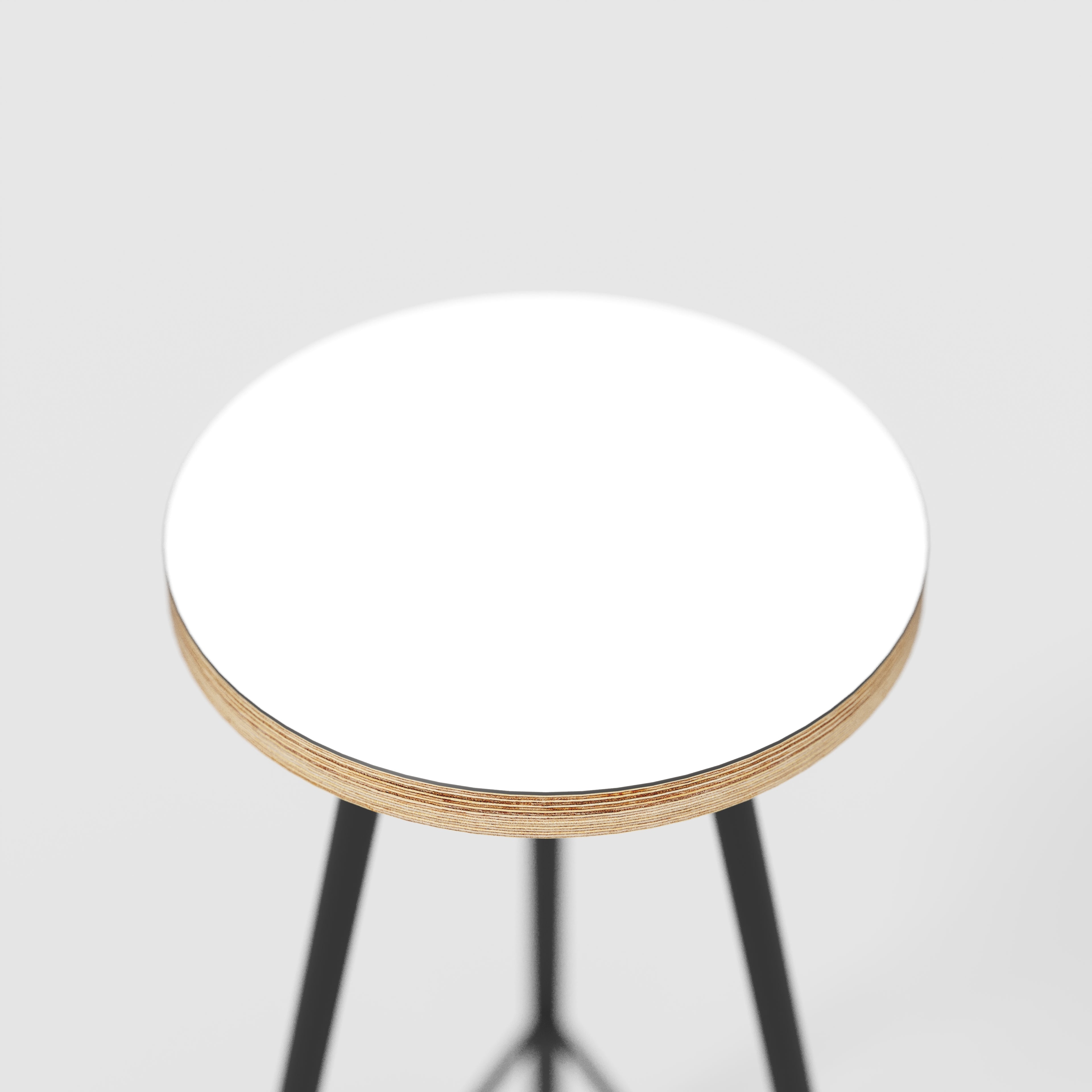 Plywood Bar Stool with Black Nord Base - Formica White