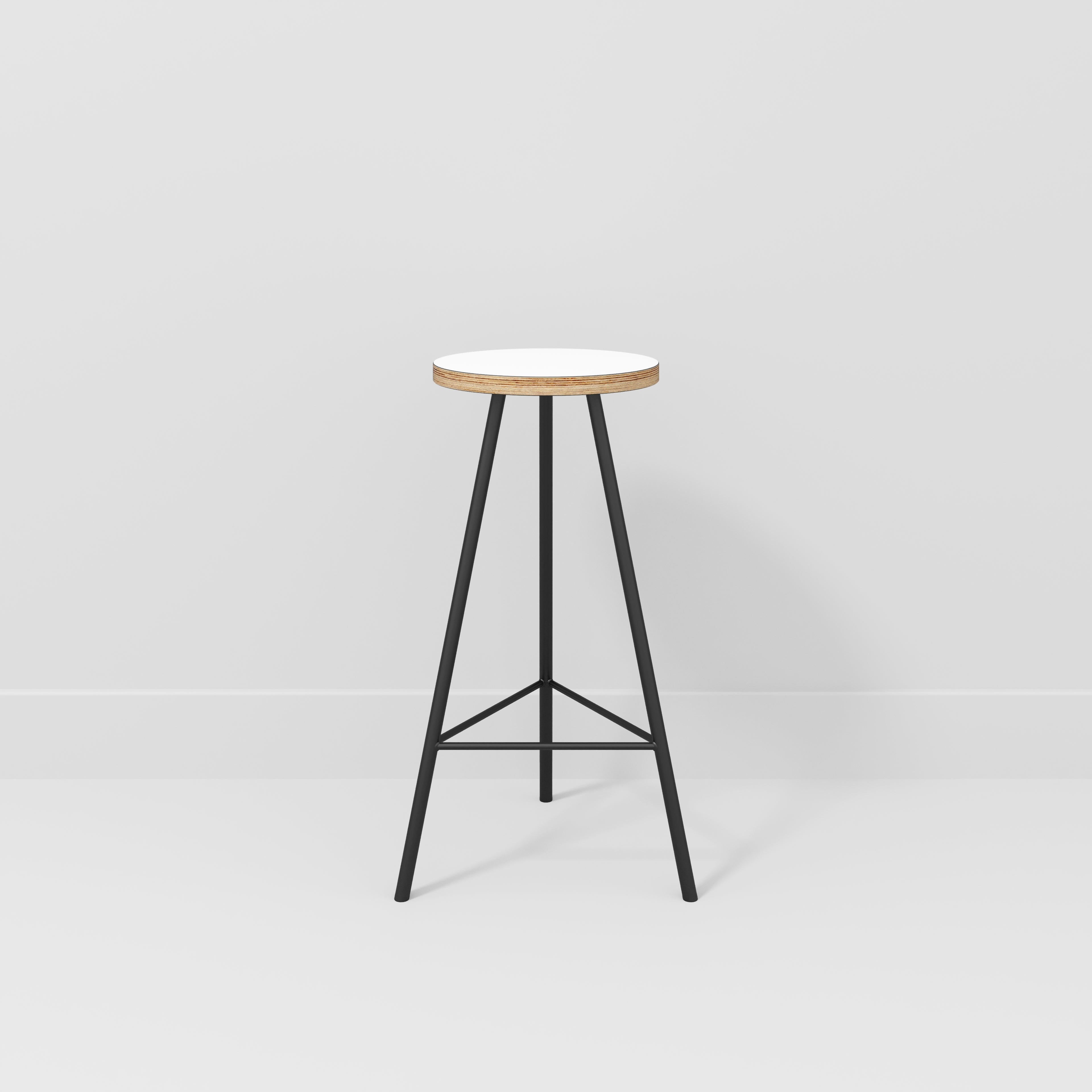 Plywood Bar Stool with Black Nord Base - Formica White