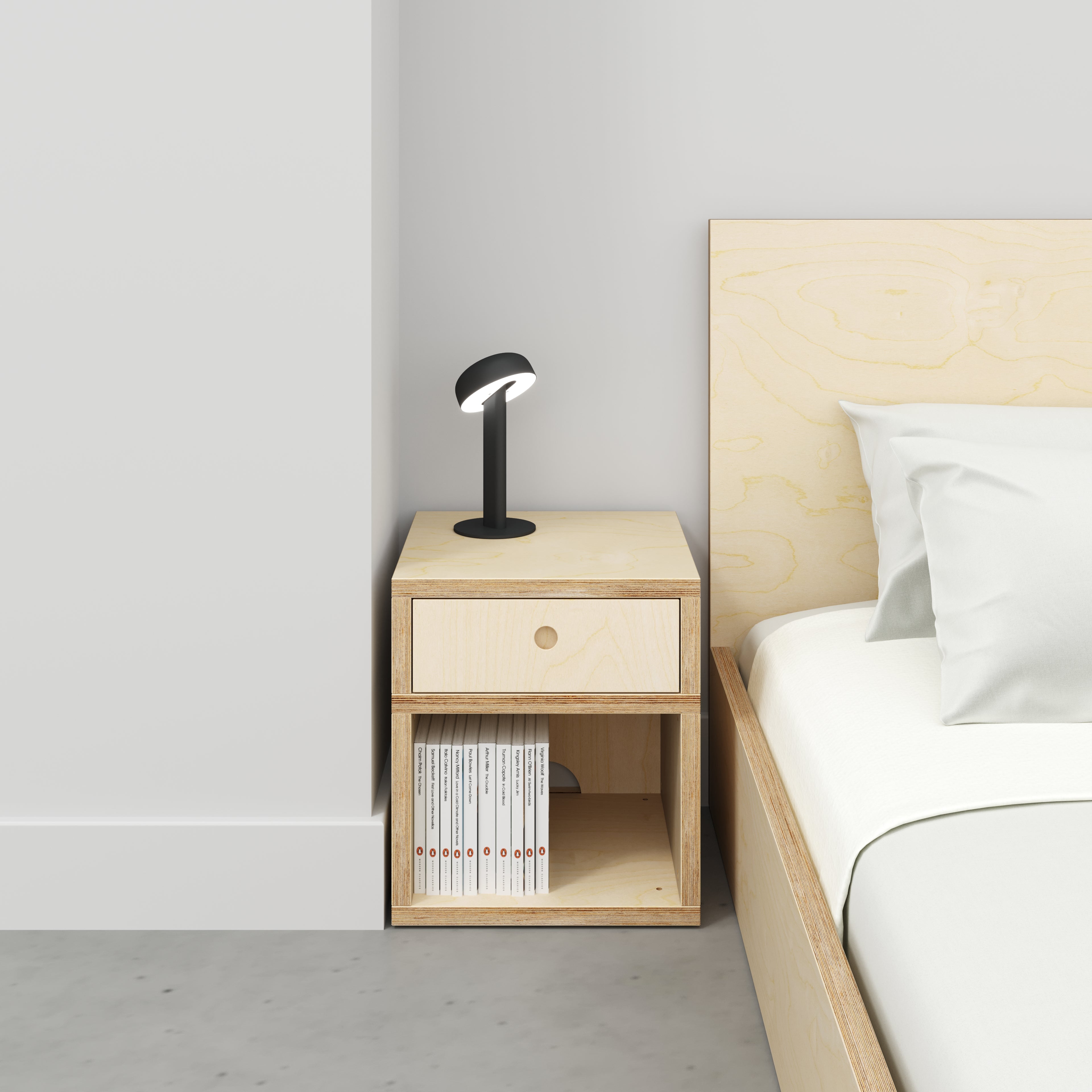 Plywood Bedside Table - Type 1 - with Drawer - Plywood Birch - 400(w) x 400(d) x 450(h)