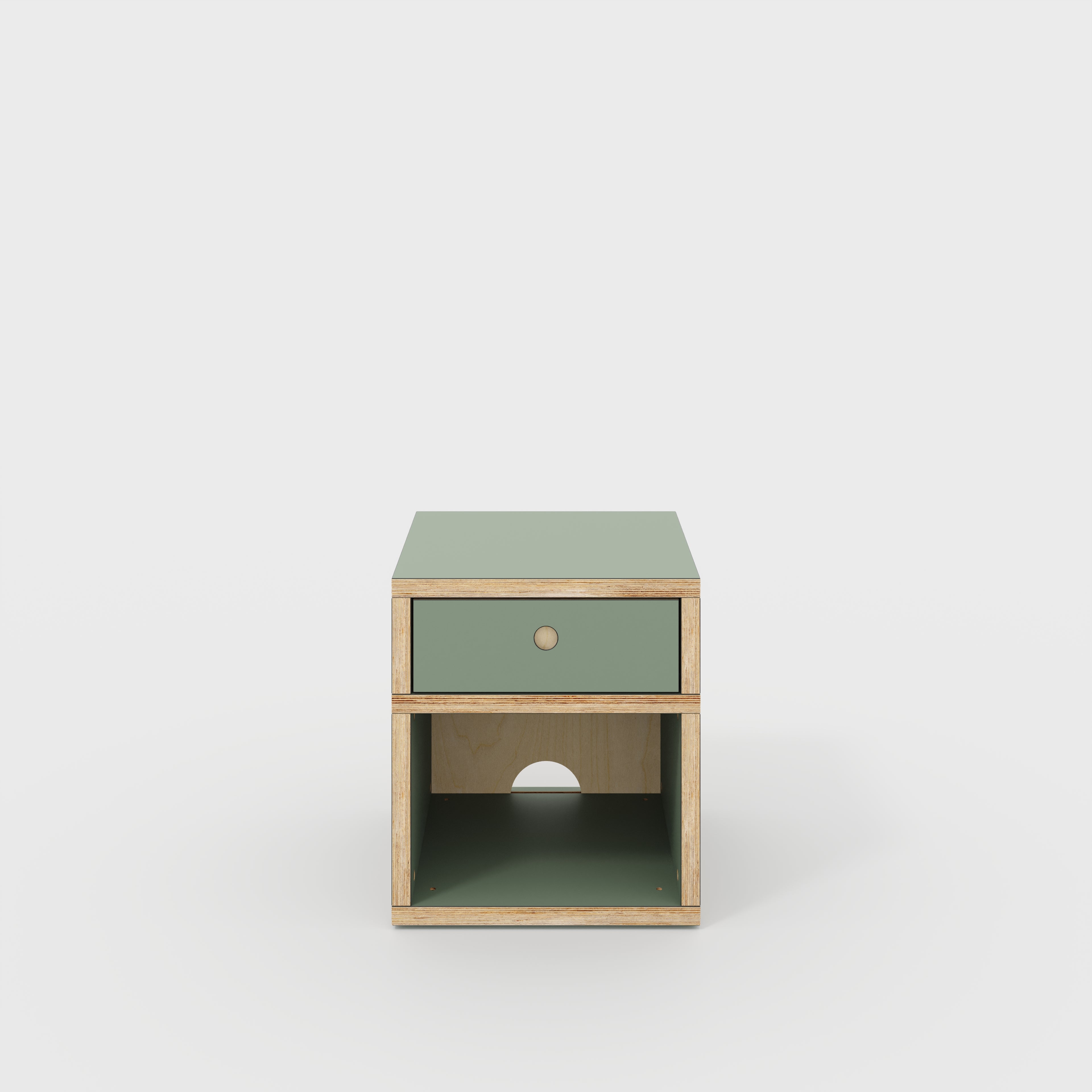 Plywood Bedside Table - Type 1 - with Drawer - Formica Green Slate - 400(w) x 400(d) x 450(h)