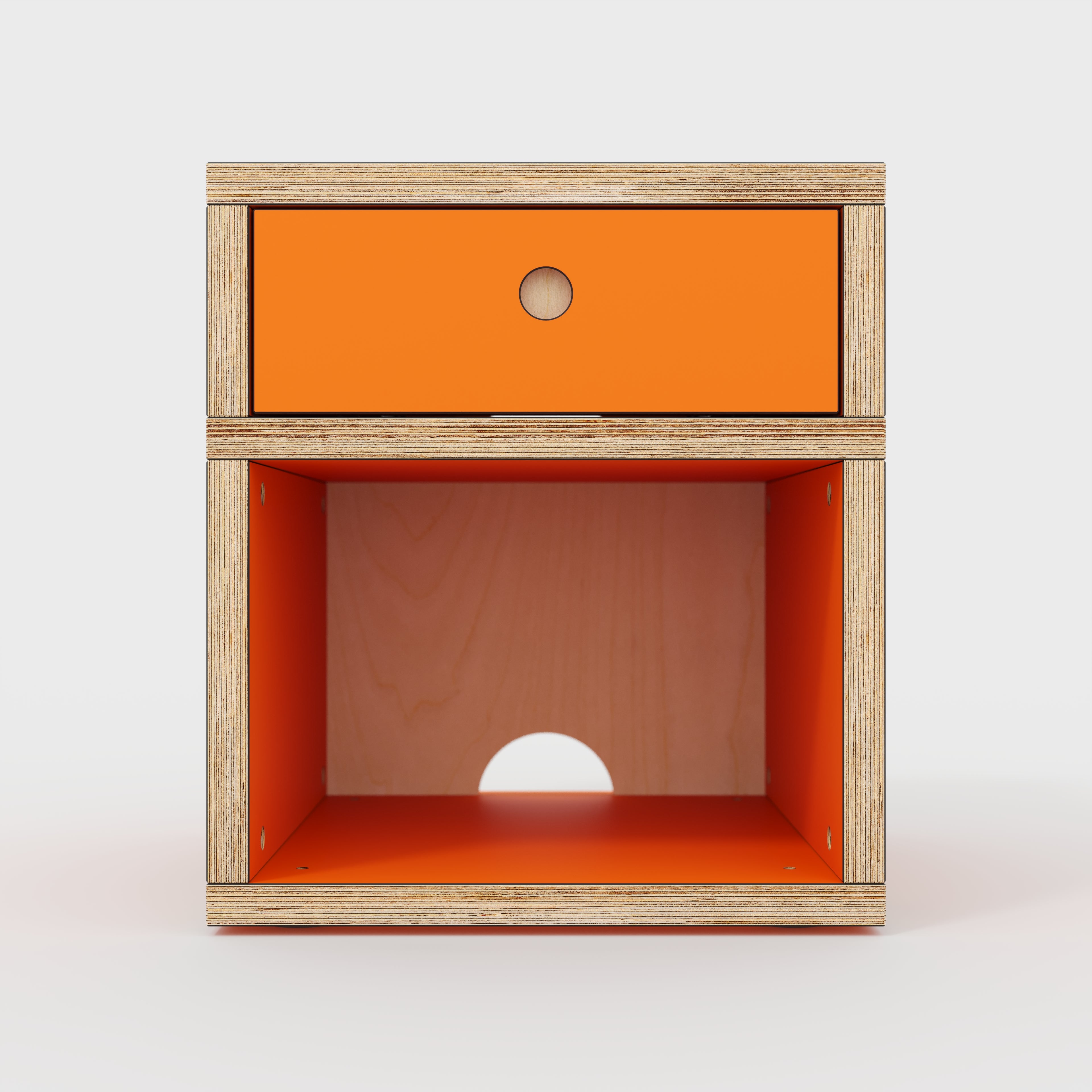 Plywood Bedside Table - Type 1 - with Drawer - Formica Levante Orange - 400(w) x 400(d) x 450(h)