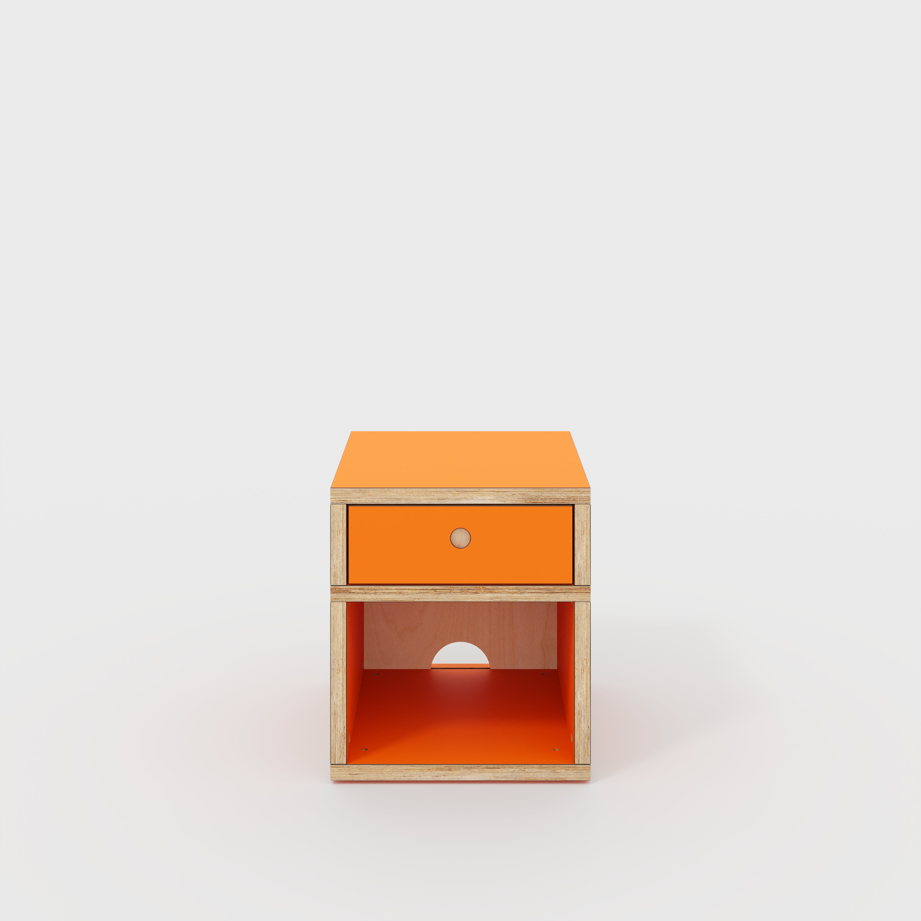 Plywood Bedside Table - Type 1 - with Drawer - Formica Levante Orange - 400(w) x 400(d) x 450(h)