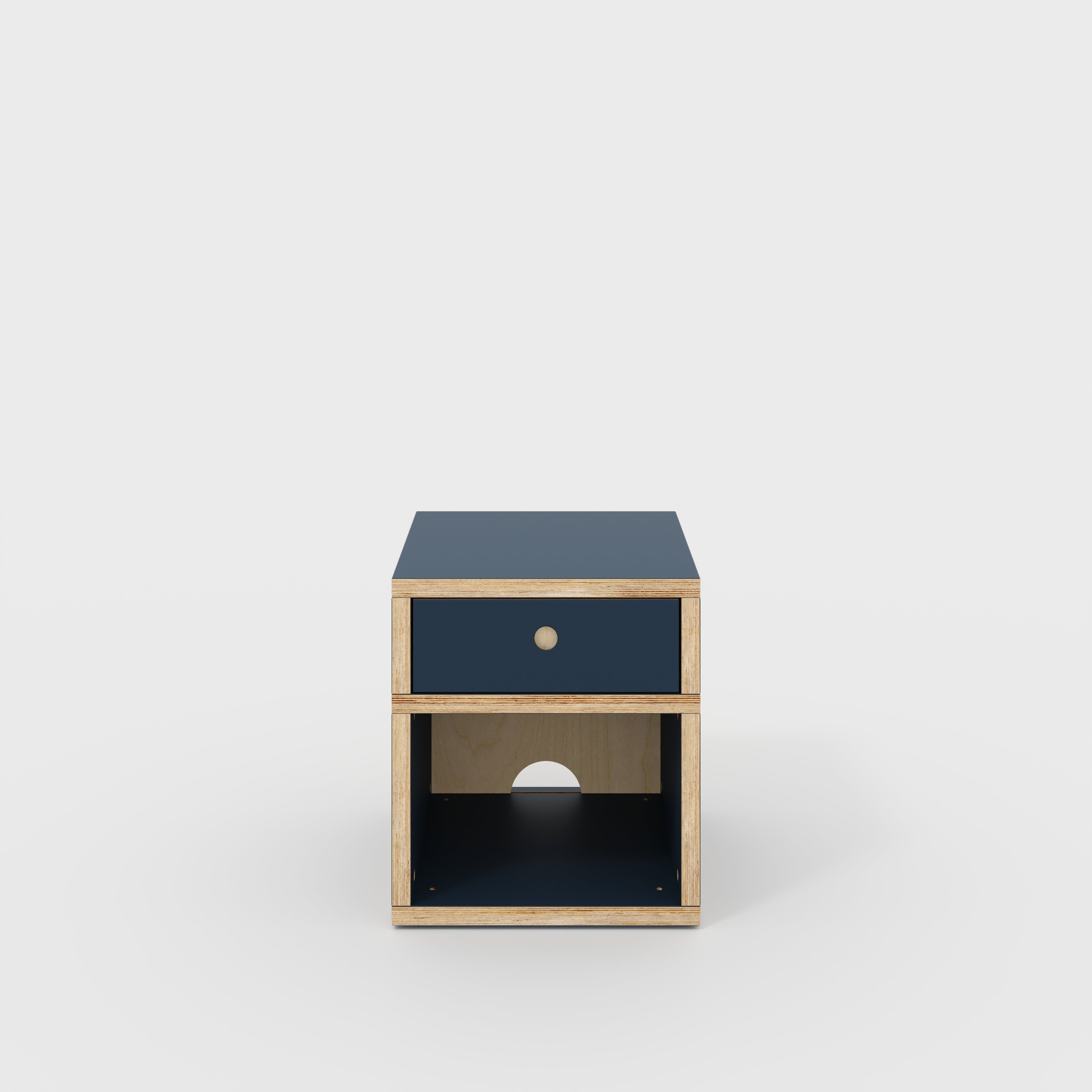 Plywood Bedside Table - Type 1 - with Drawer - Formica Night Sea Blue - 400(w) x 400(d) x 450(h)