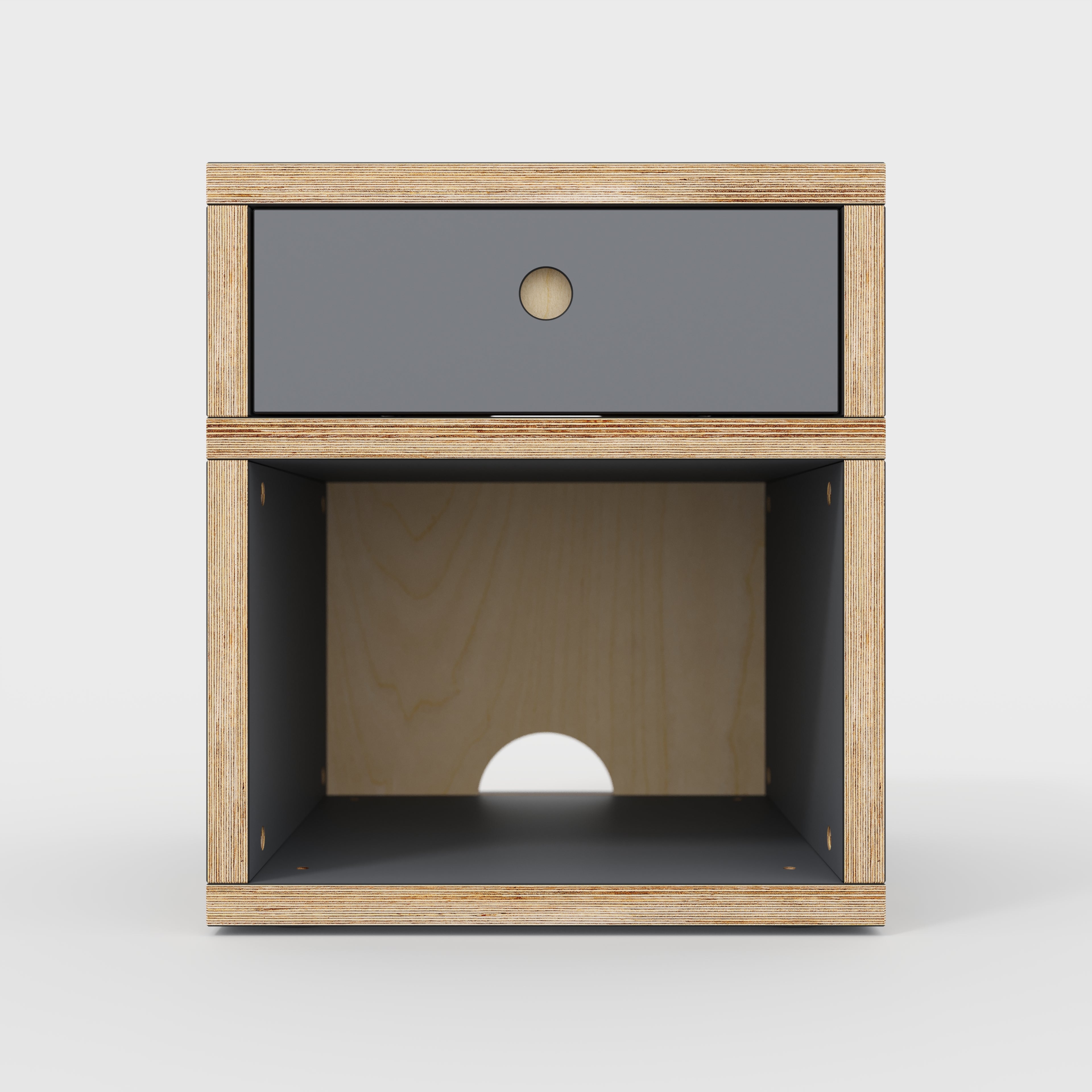Plywood Bedside Table - Type 1 - with Drawer - Formica Tornado Grey - 400(w) x 400(d) x 450(h)