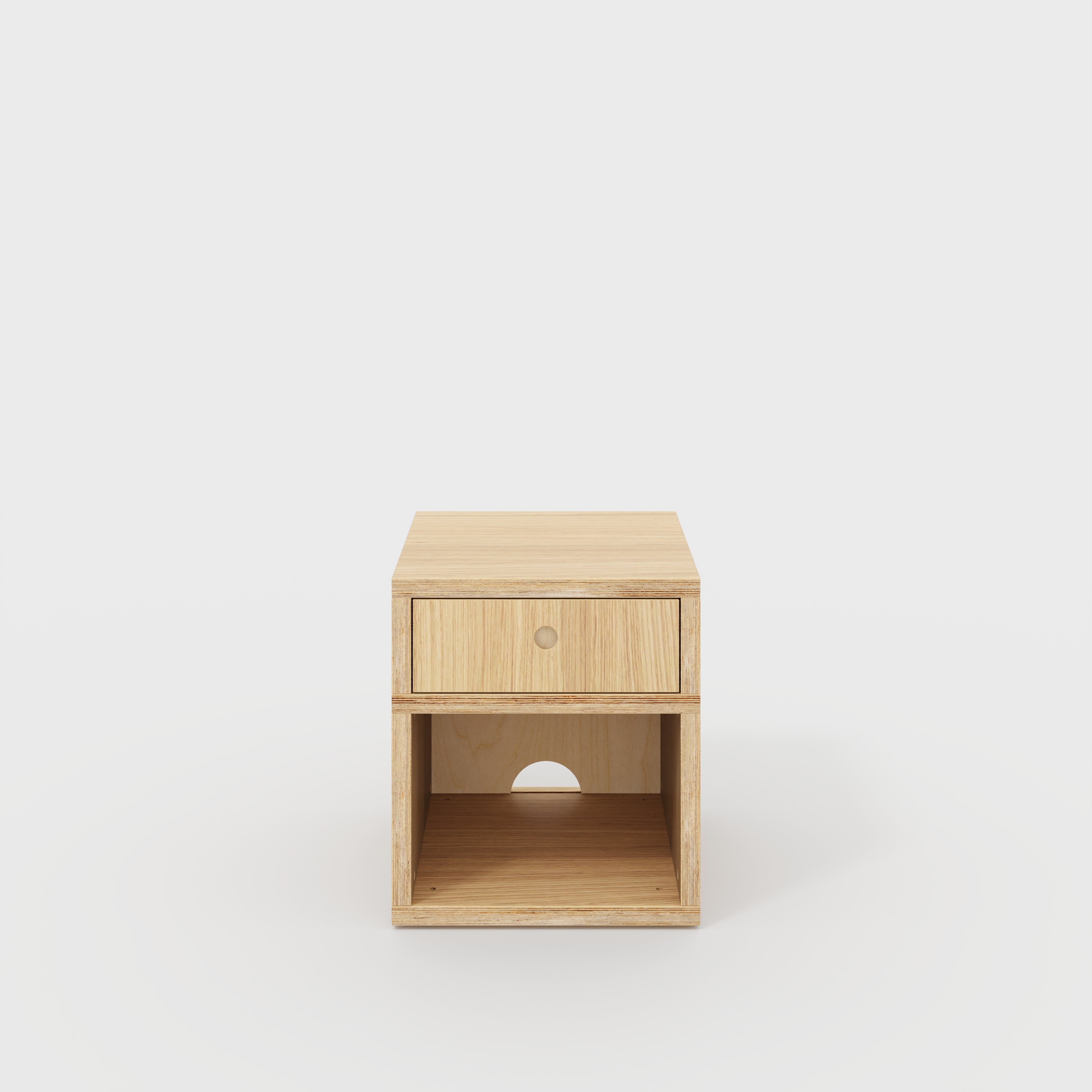 Plywood Bedside Table - Type 1 - with Drawer - Plywood Oak - 400(w) x 400(d) x 450(h)