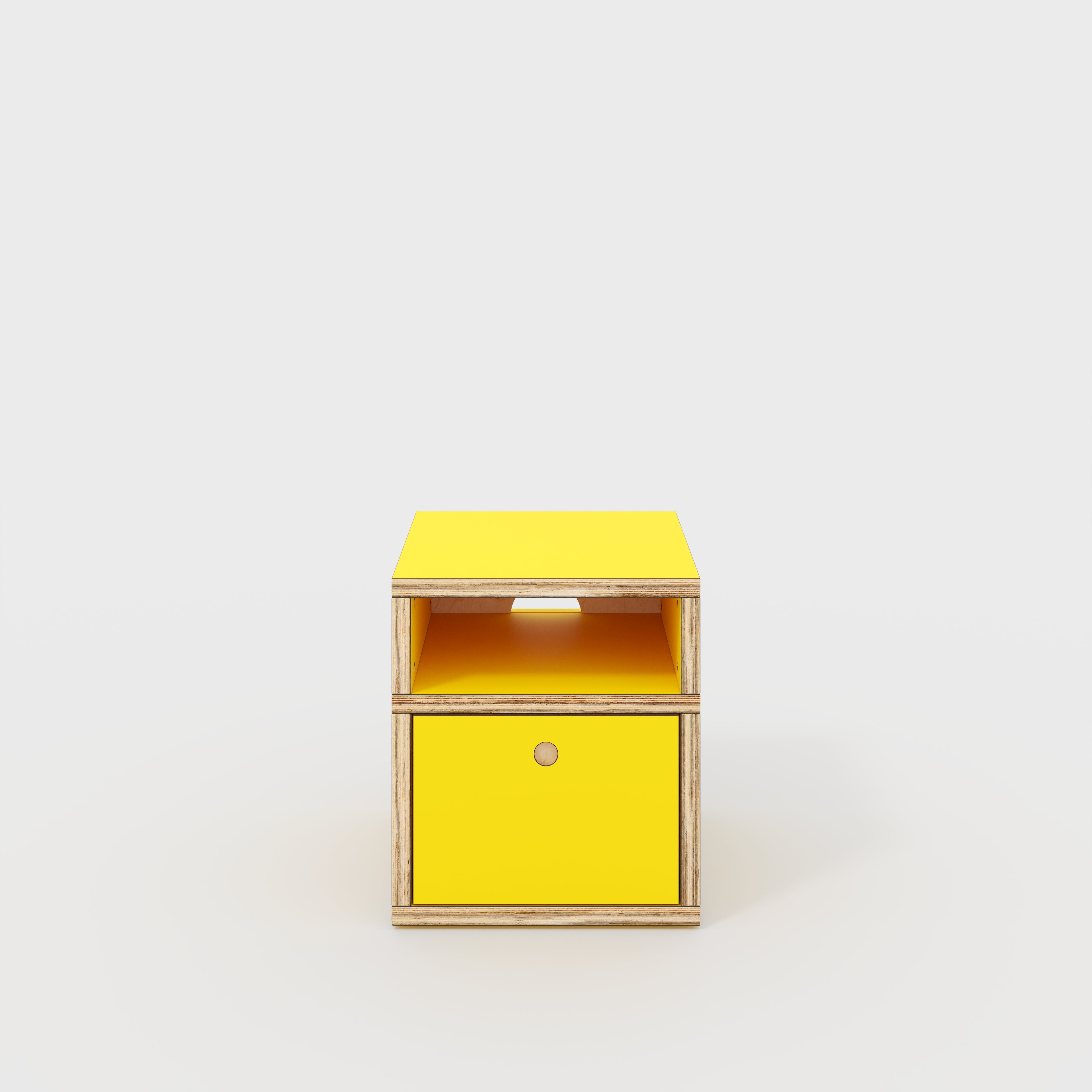 Plywood Bedside Table - Type 2 - with Drawer - Formica Chrome Yellow - 400(w) x 400(d) x 450(h)