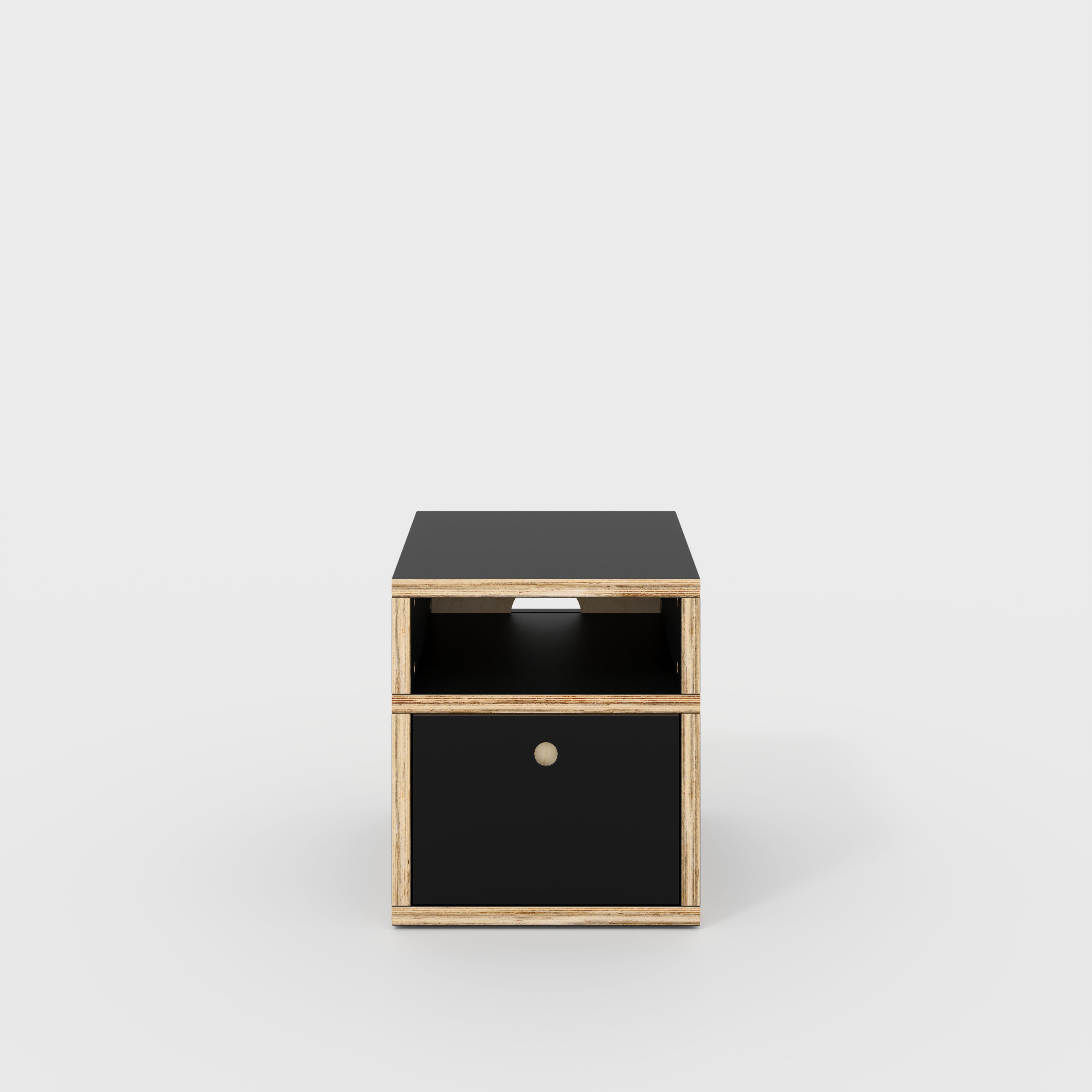 Plywood Bedside Table - Type 2 - with Drawer - Formica Diamond Black - 400(w) x 400(d) x 450(h)