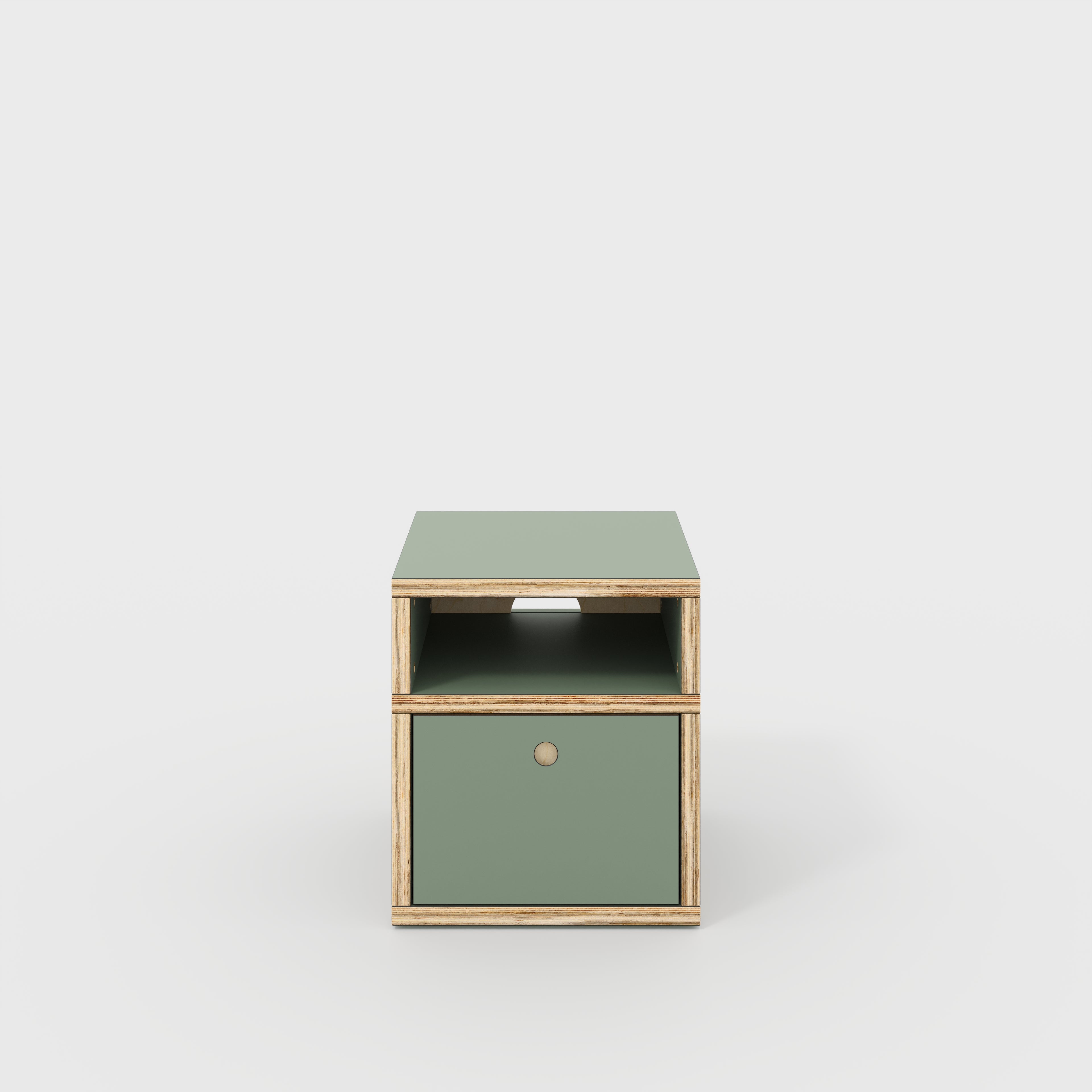 Plywood Bedside Table - Type 2 - with Drawer - Formica Green Slate - 400(w) x 400(d) x 450(h)