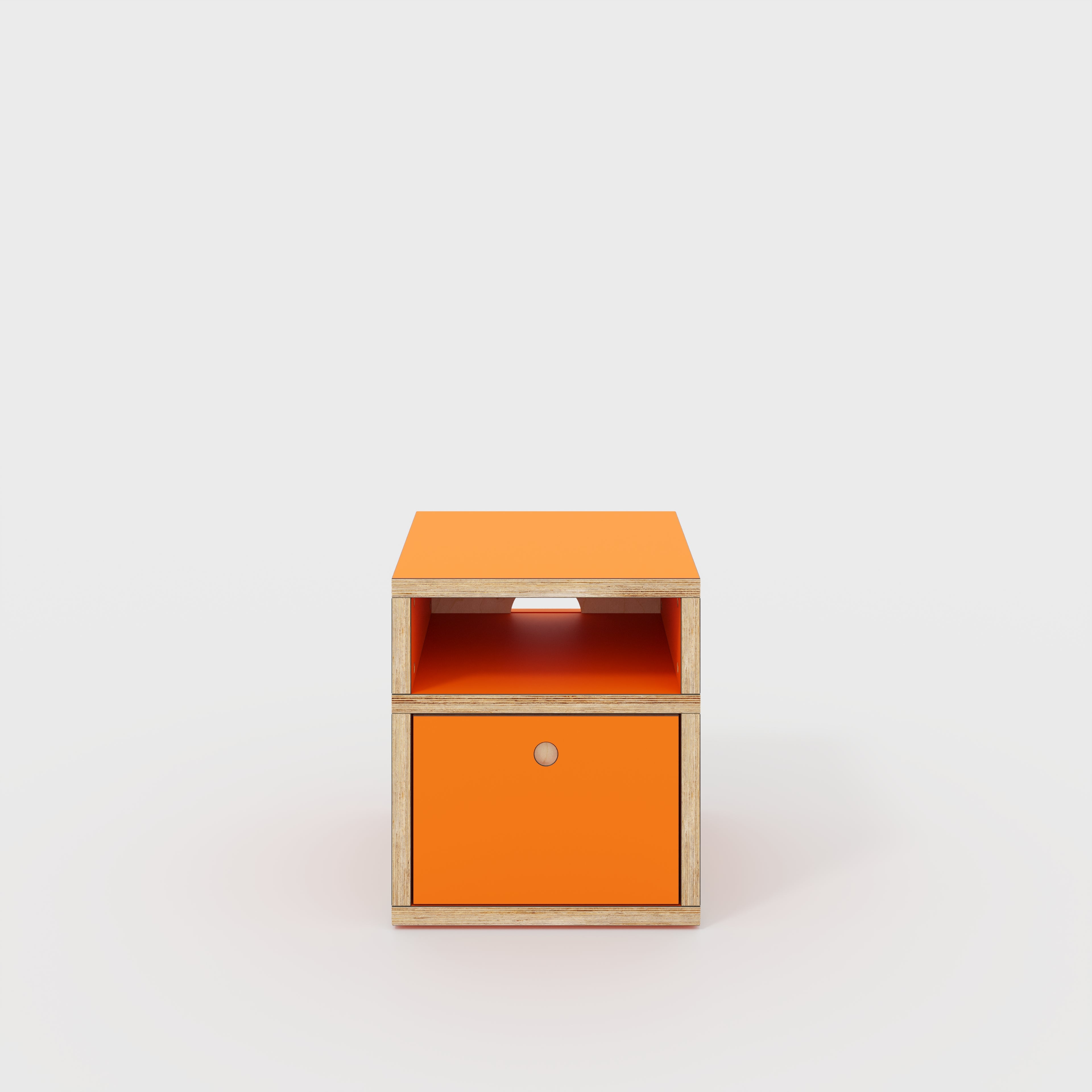 Plywood Bedside Table - Type 2 - with Drawer - Formica Levante Orange - 400(w) x 400(d) x 450(h)