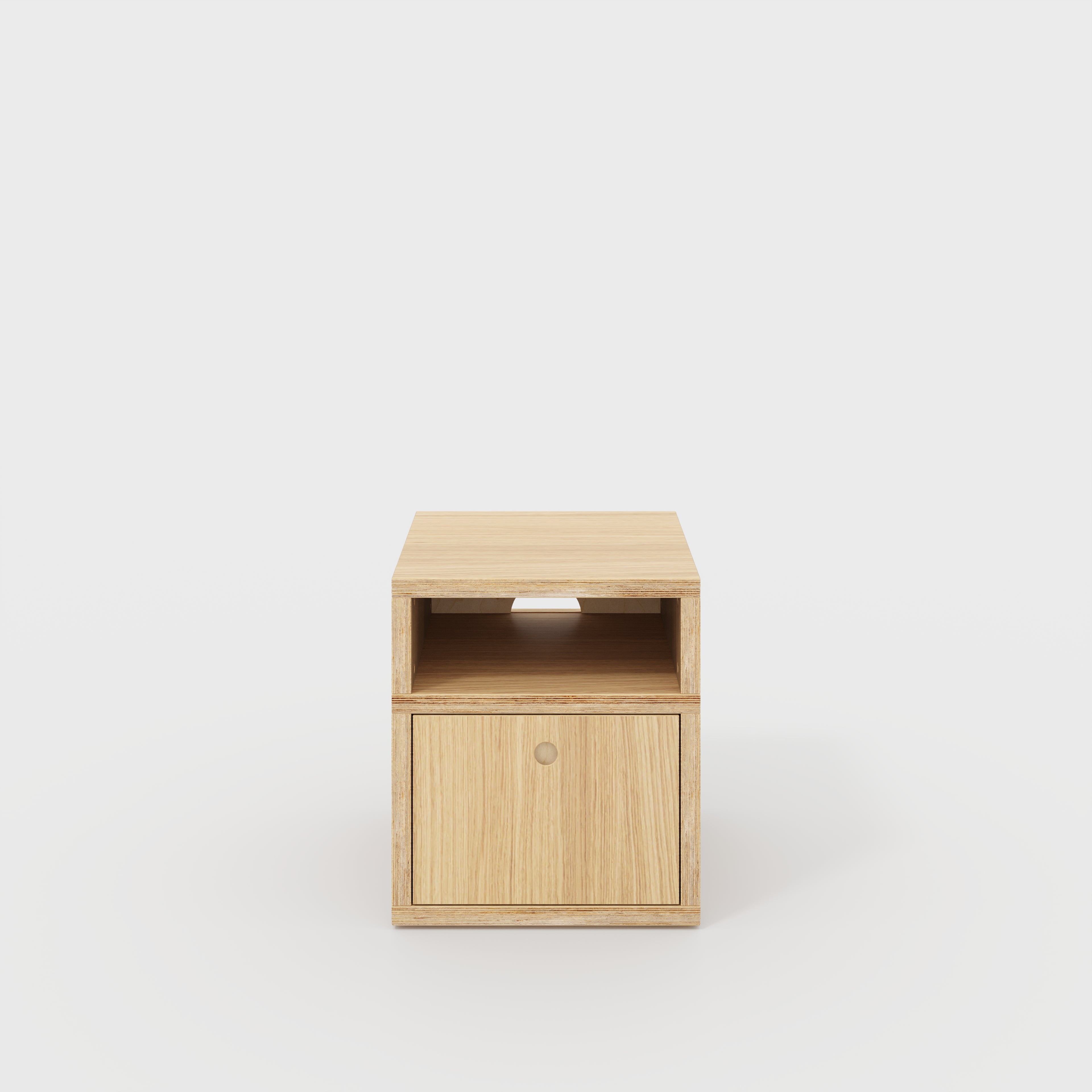 Plywood Bedside Table - Type 2 - with Drawer - Plywood Oak - 400(w) x 400(d) x 450(h)