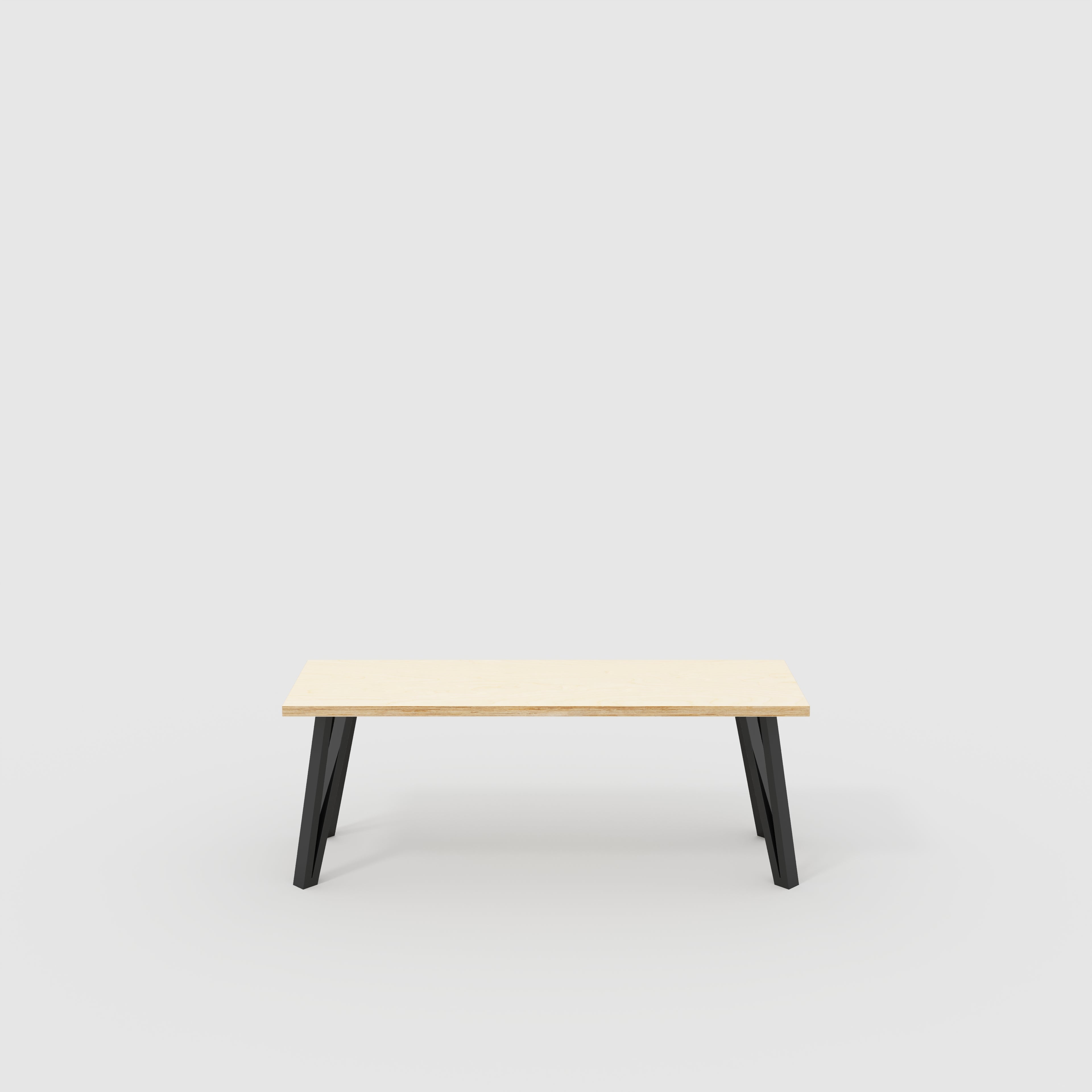 Bench Seat with Black Box Hairpin Legs - Plywood Birch - 1200(w) x 400(d) x 450(h)