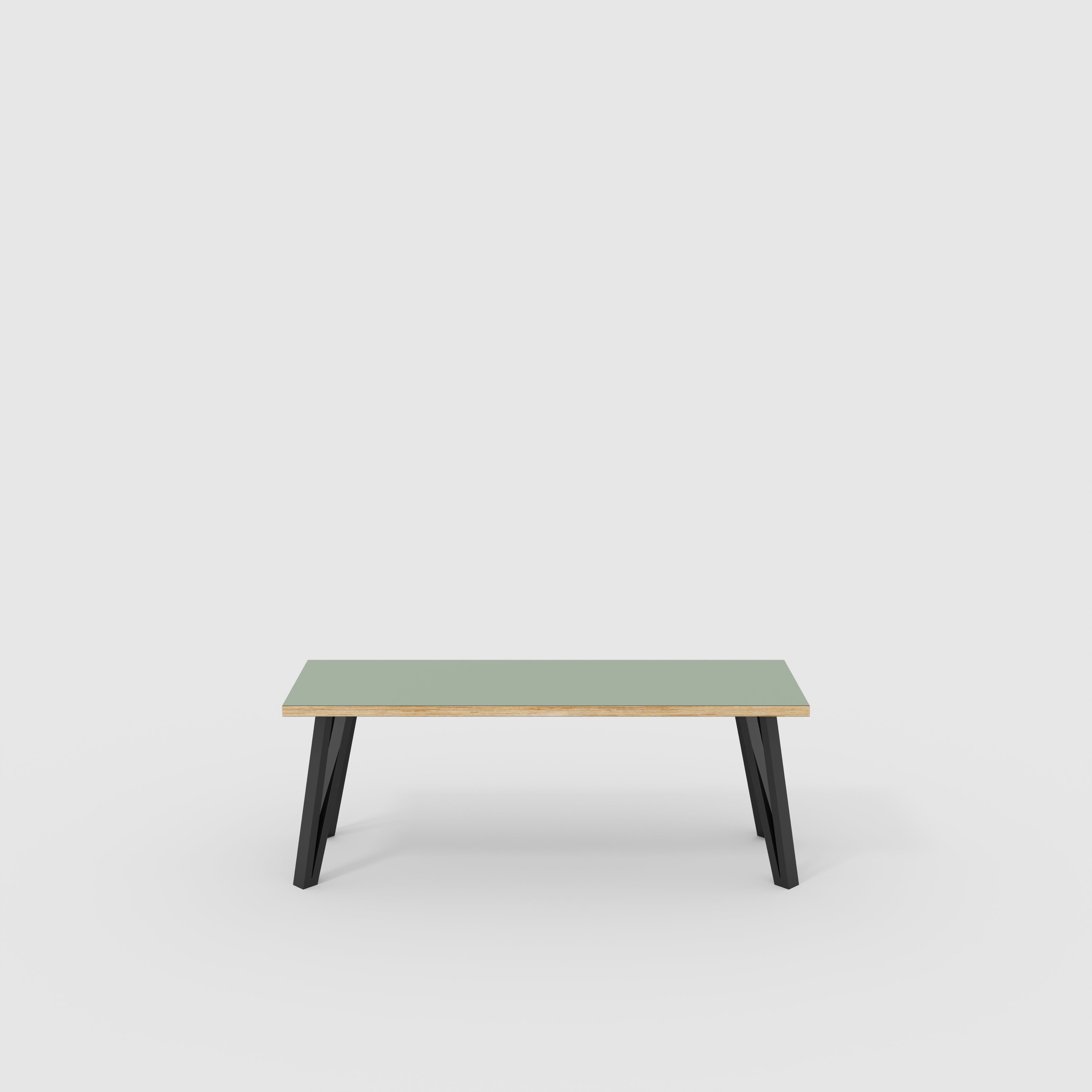 Plywood Bench Seat with Black Box Hairpin Legs - Formica Green Slate - 1200(w) x 400(d) x 450(h)