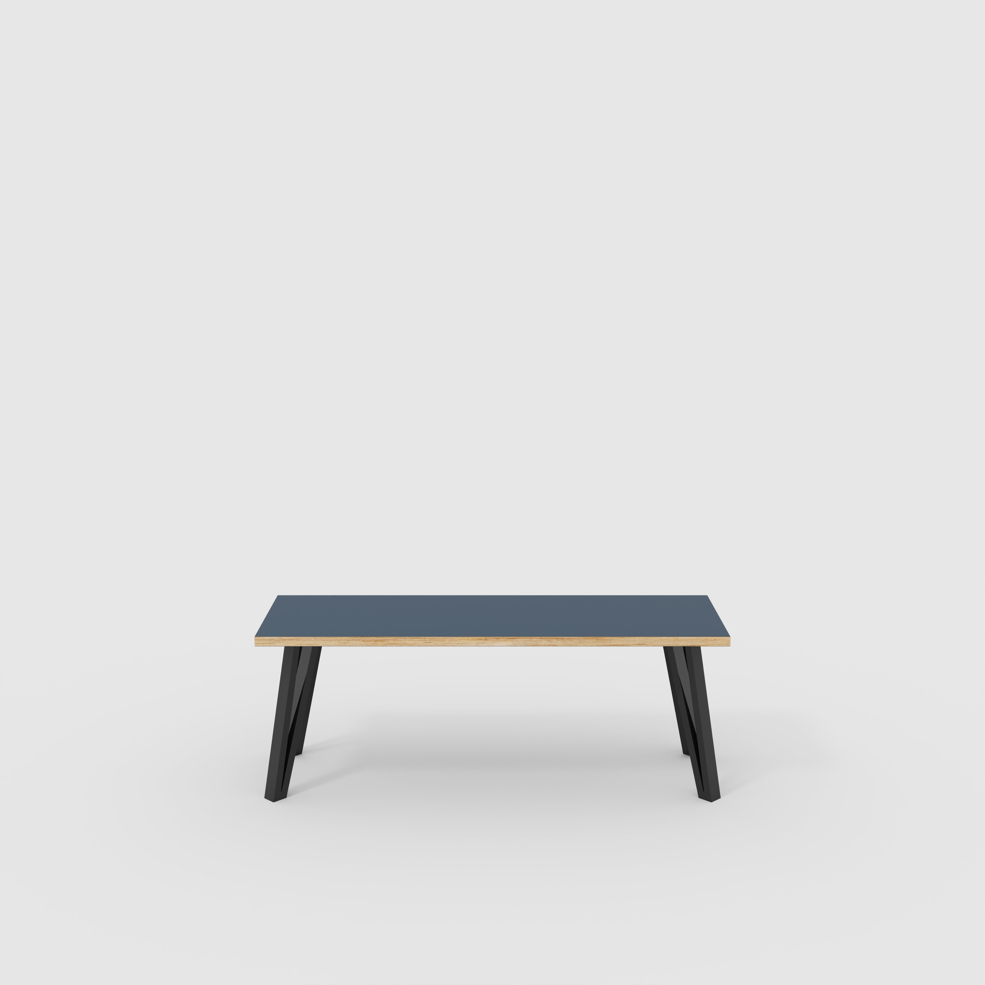 Bench Seat with Black Box Hairpin Legs - Formica Night Sea Blue - 1200(w) x 400(d) x 450(h)