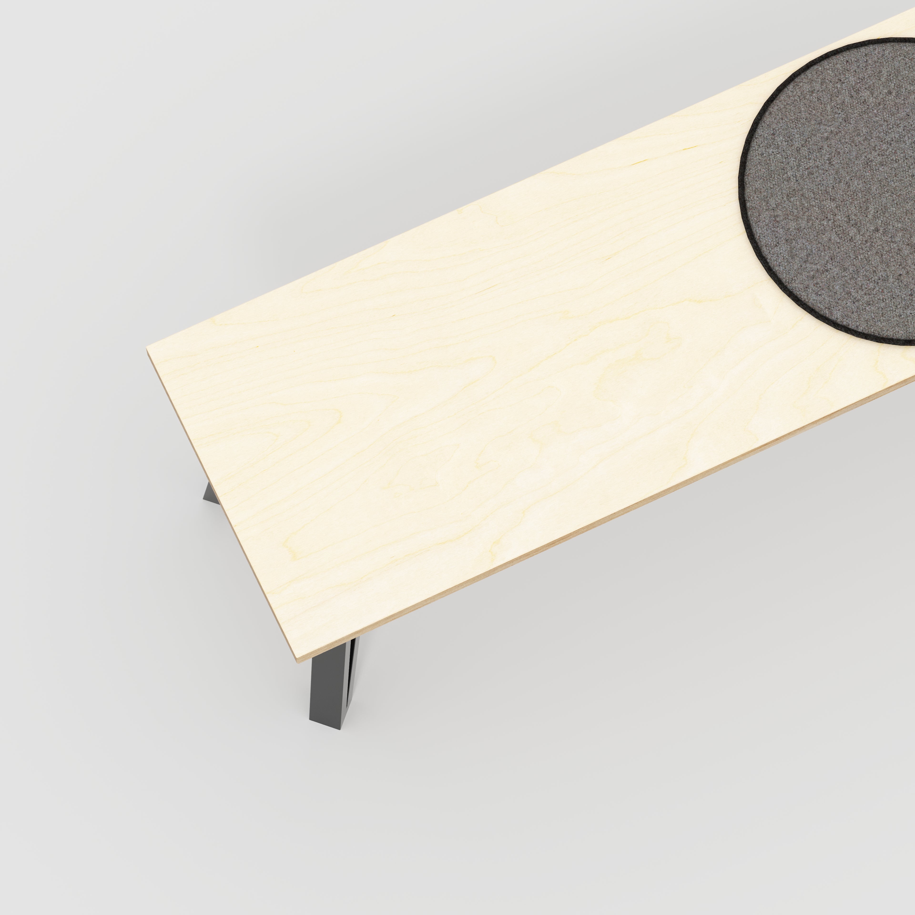 Plywood Bench Seat with Black Box Hairpin Legs - Plywood Birch - 1600(w) x 400(d) x 450(h)