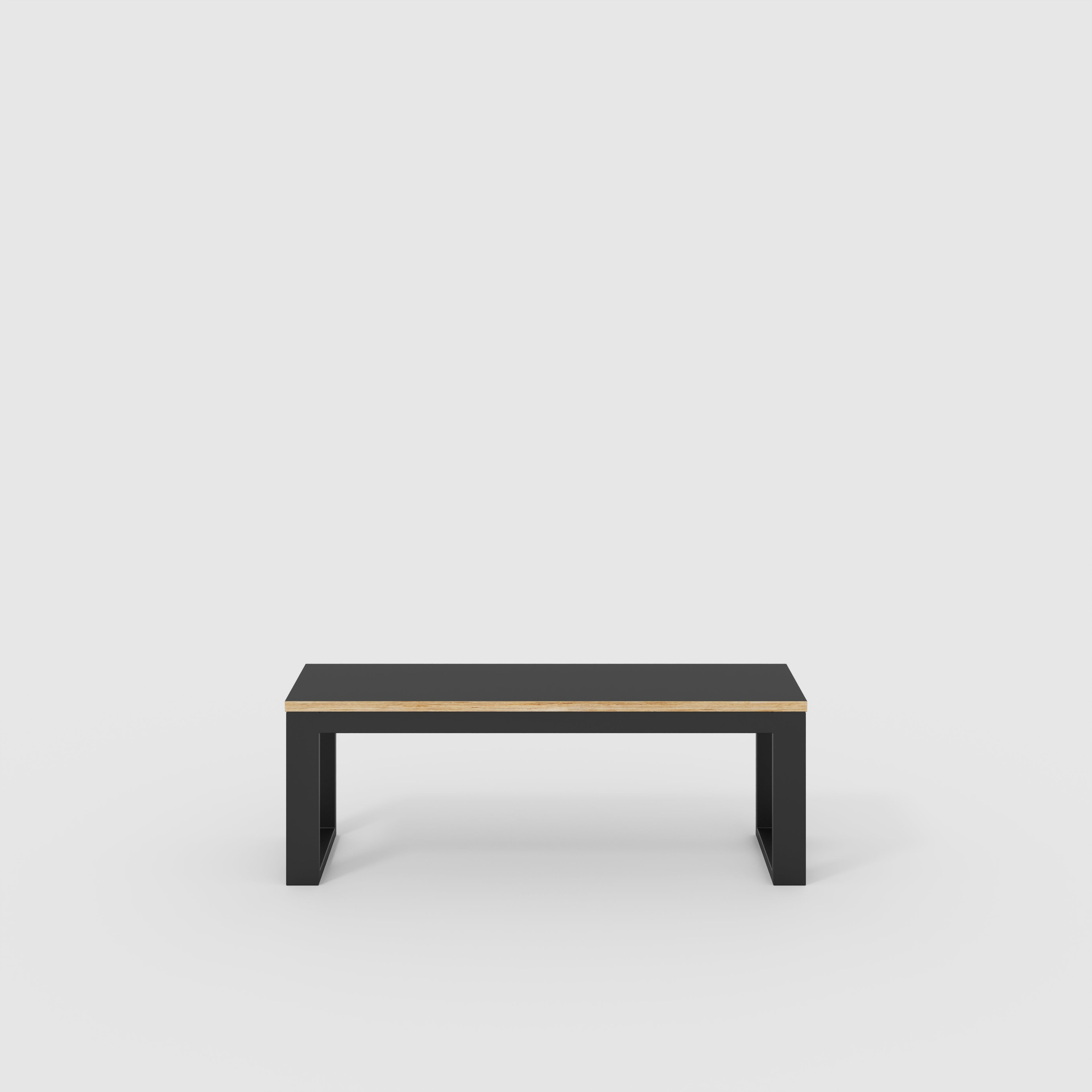 Plywood Bench Seat with Black Industrial Frame - Formica Diamond Black - 1200(w) x 325(d)