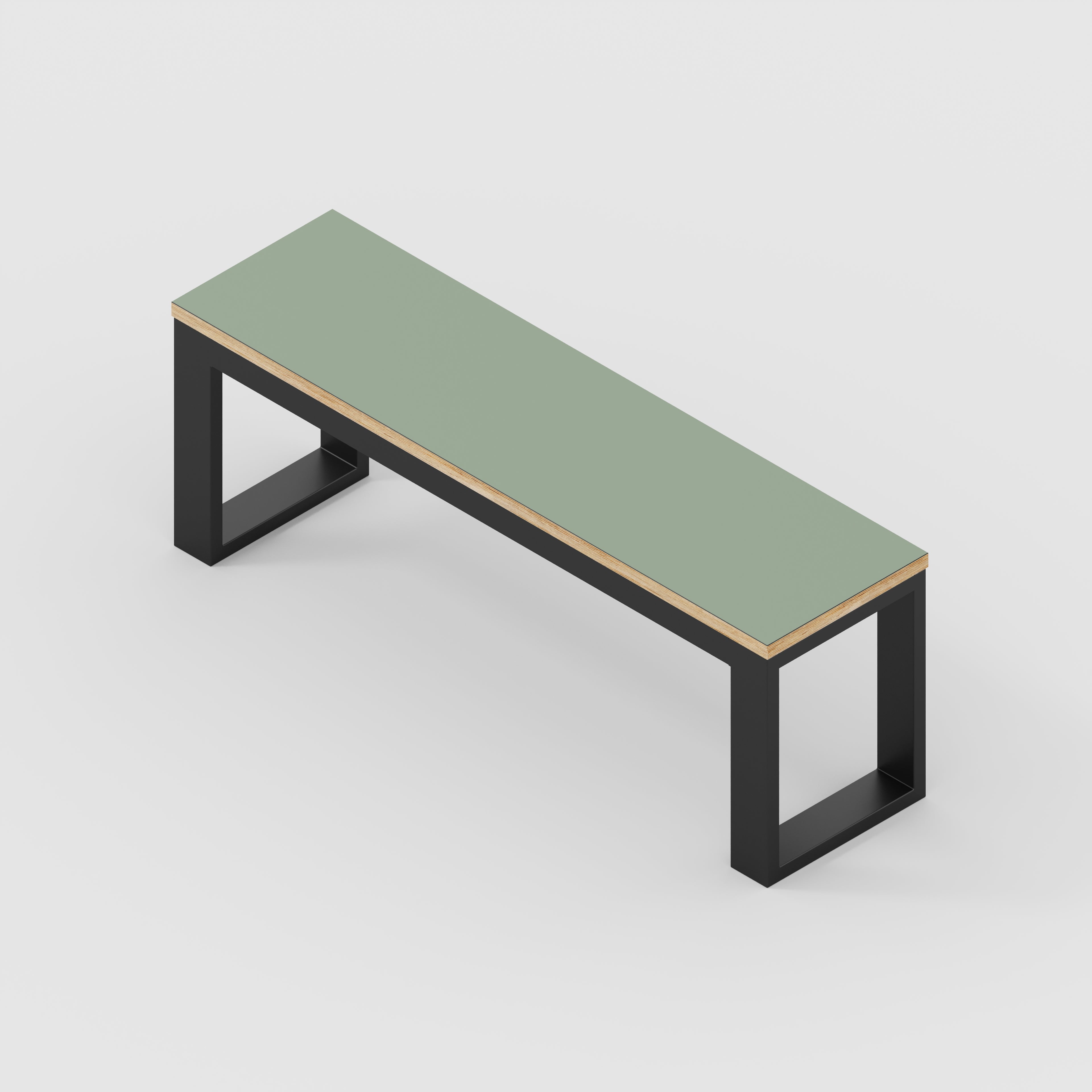 Plywood Bench Seat with Black Industrial Frame - Formica Green Slate - 1200(w) x 325(d)