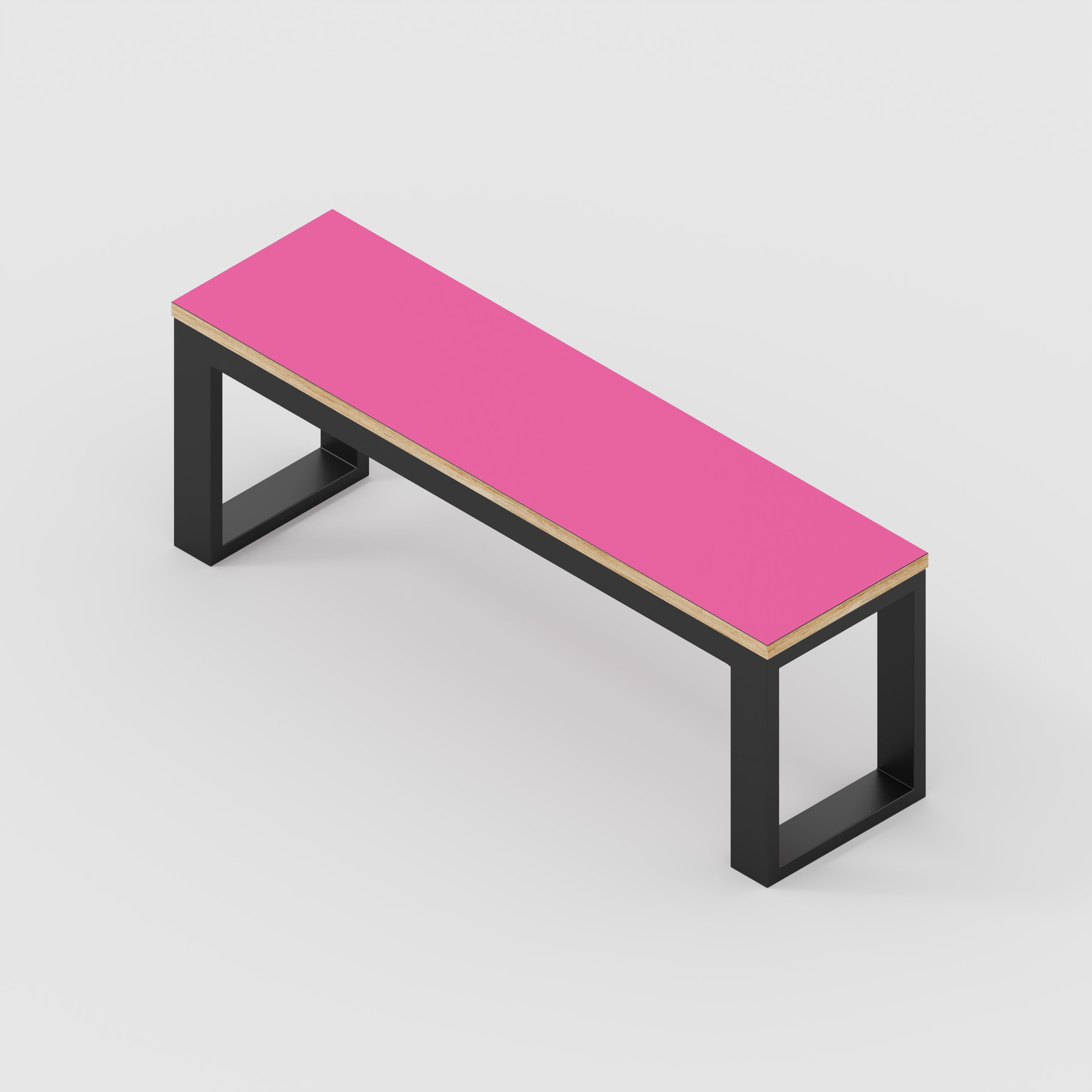 Plywood Bench Seat with Black Industrial Frame - Formica Juicy Pink - 1200(w) x 325(d)
