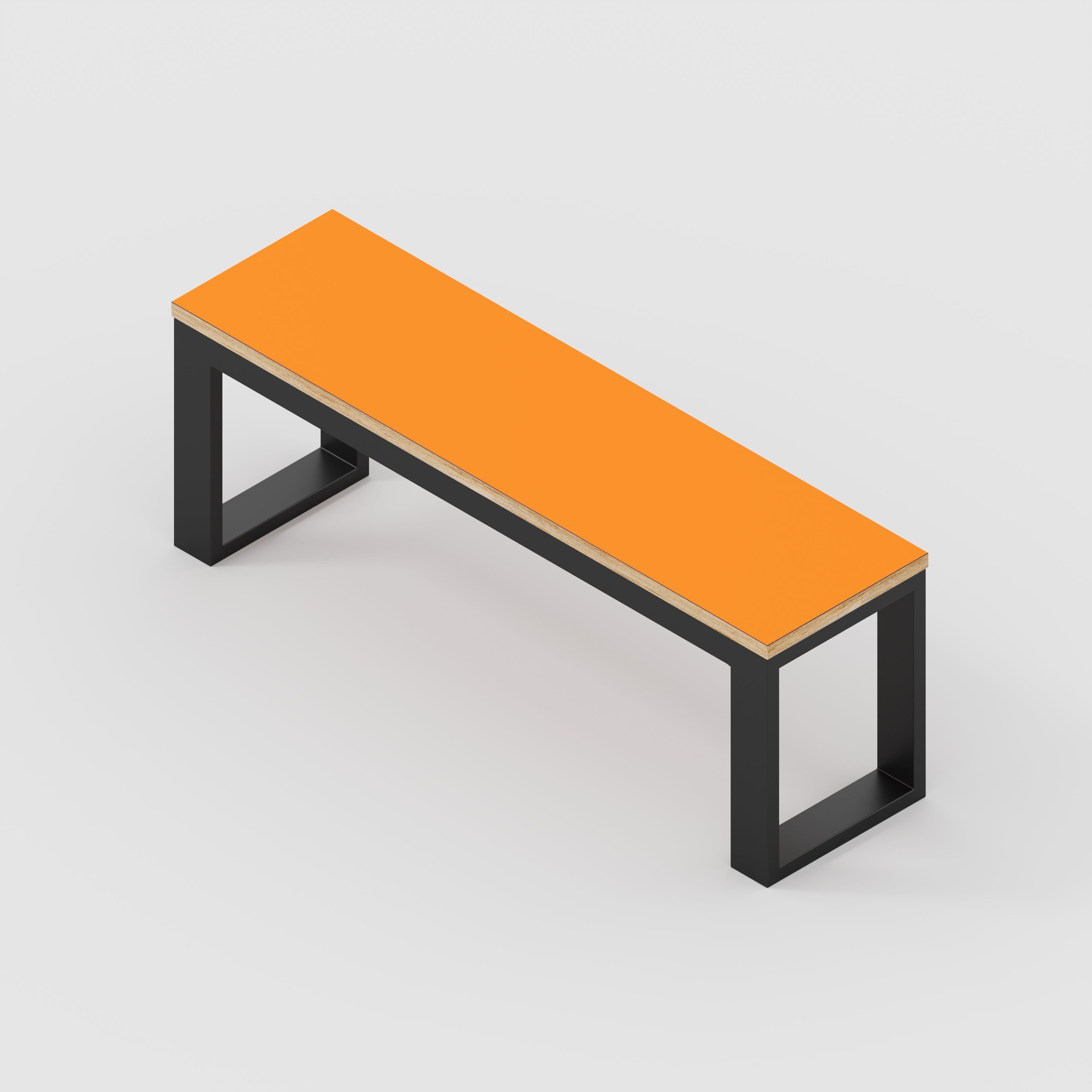 Plywood Bench Seat with Black Industrial Frame - Formica Levante Orange - 1200(w) x 325(d)