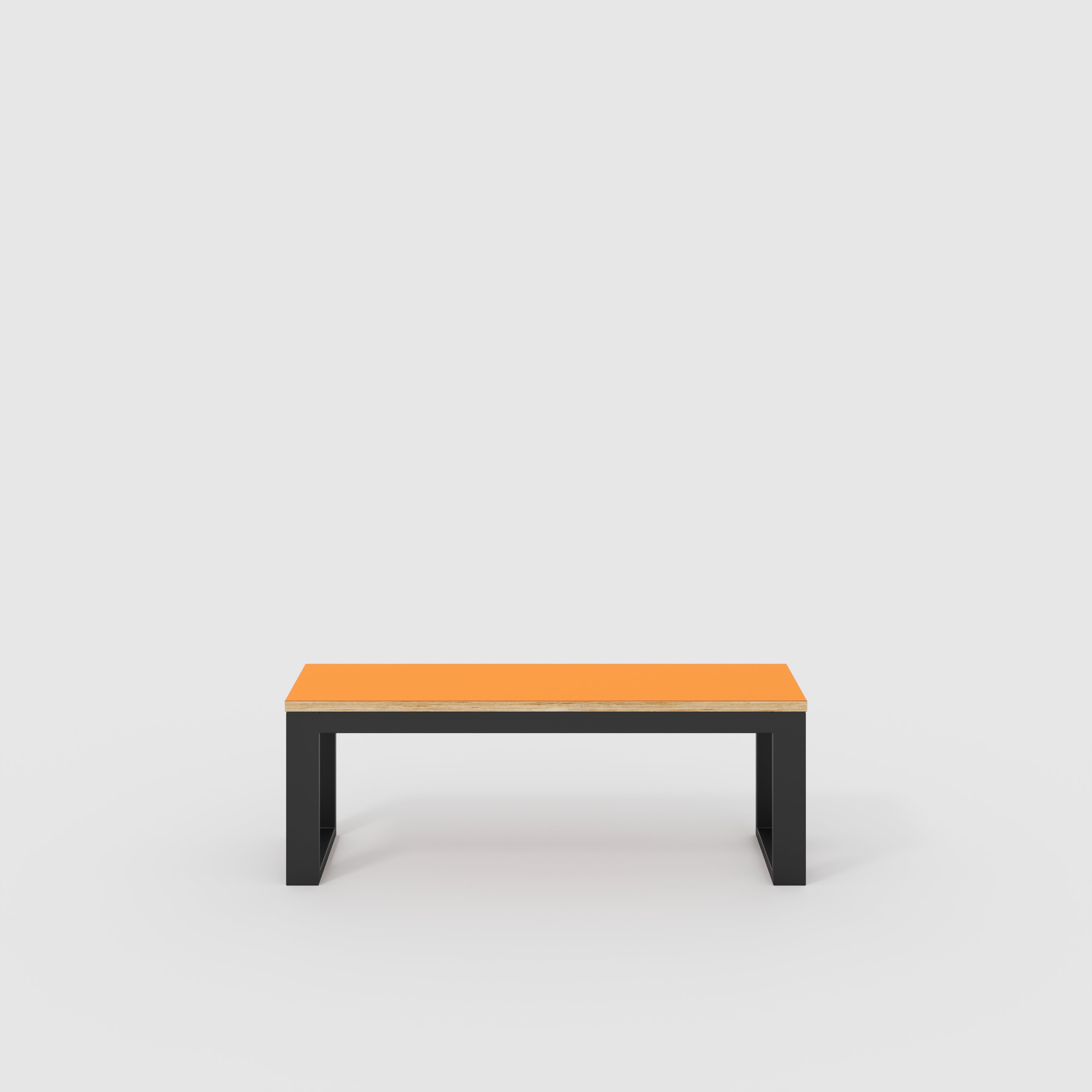 Plywood Bench Seat with Black Industrial Frame - Formica Levante Orange - 1200(w) x 325(d)