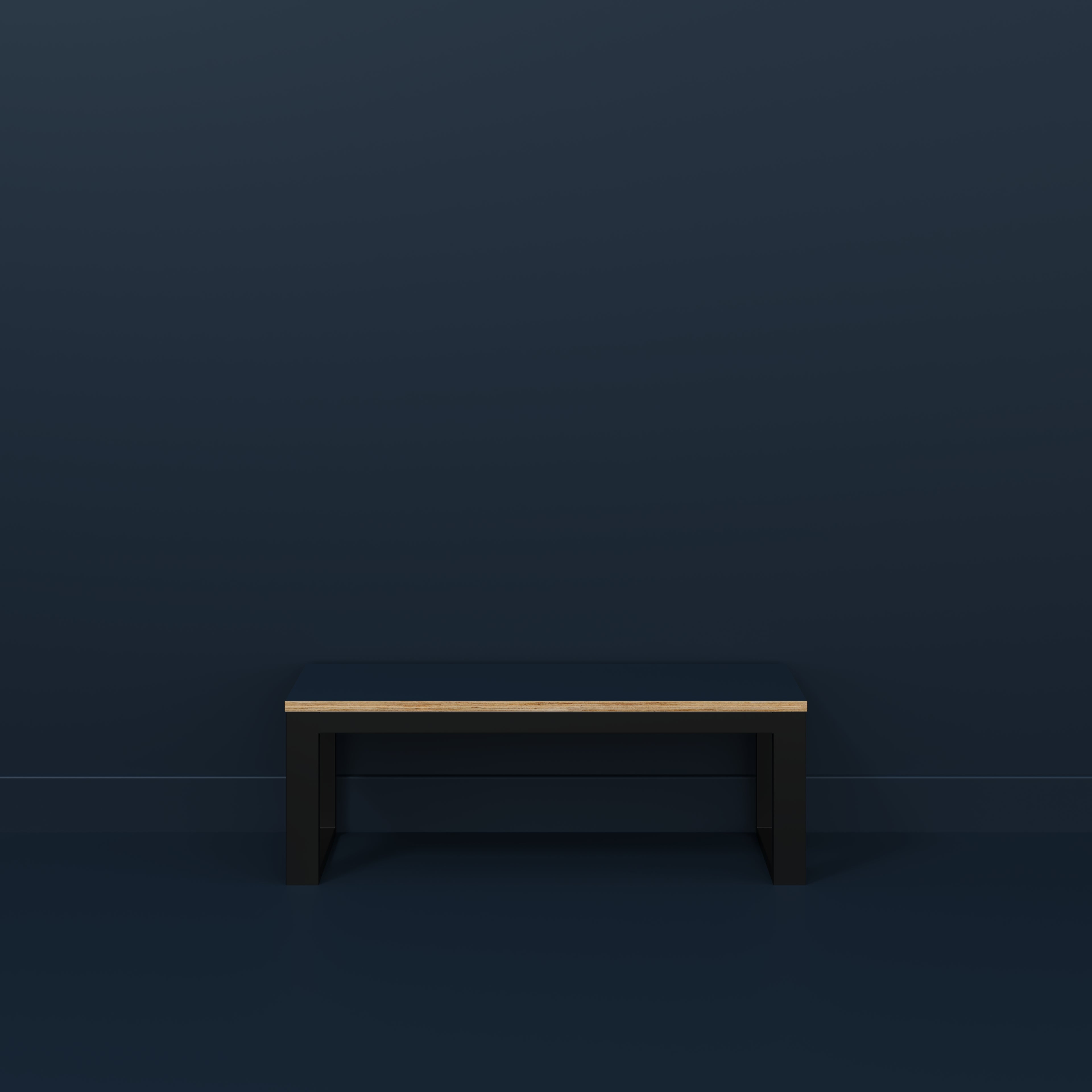 Plywood Bench Seat with Black Industrial Frame - Formica Night Sea Blue - 1200(w) x 325(d)