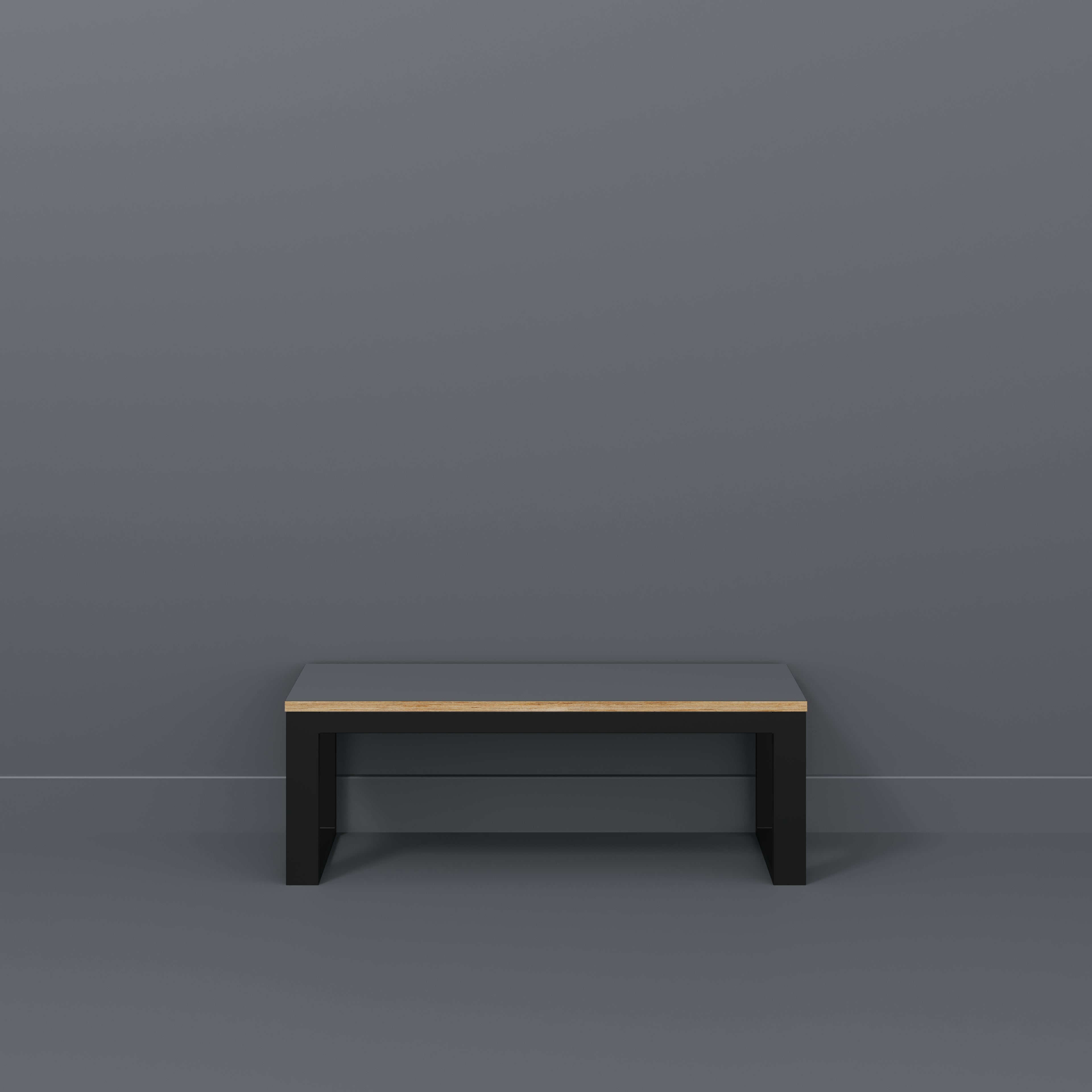 Plywood Bench Seat with Black Industrial Frame - Formica Tornado Grey - 1200(w) x 325(d)