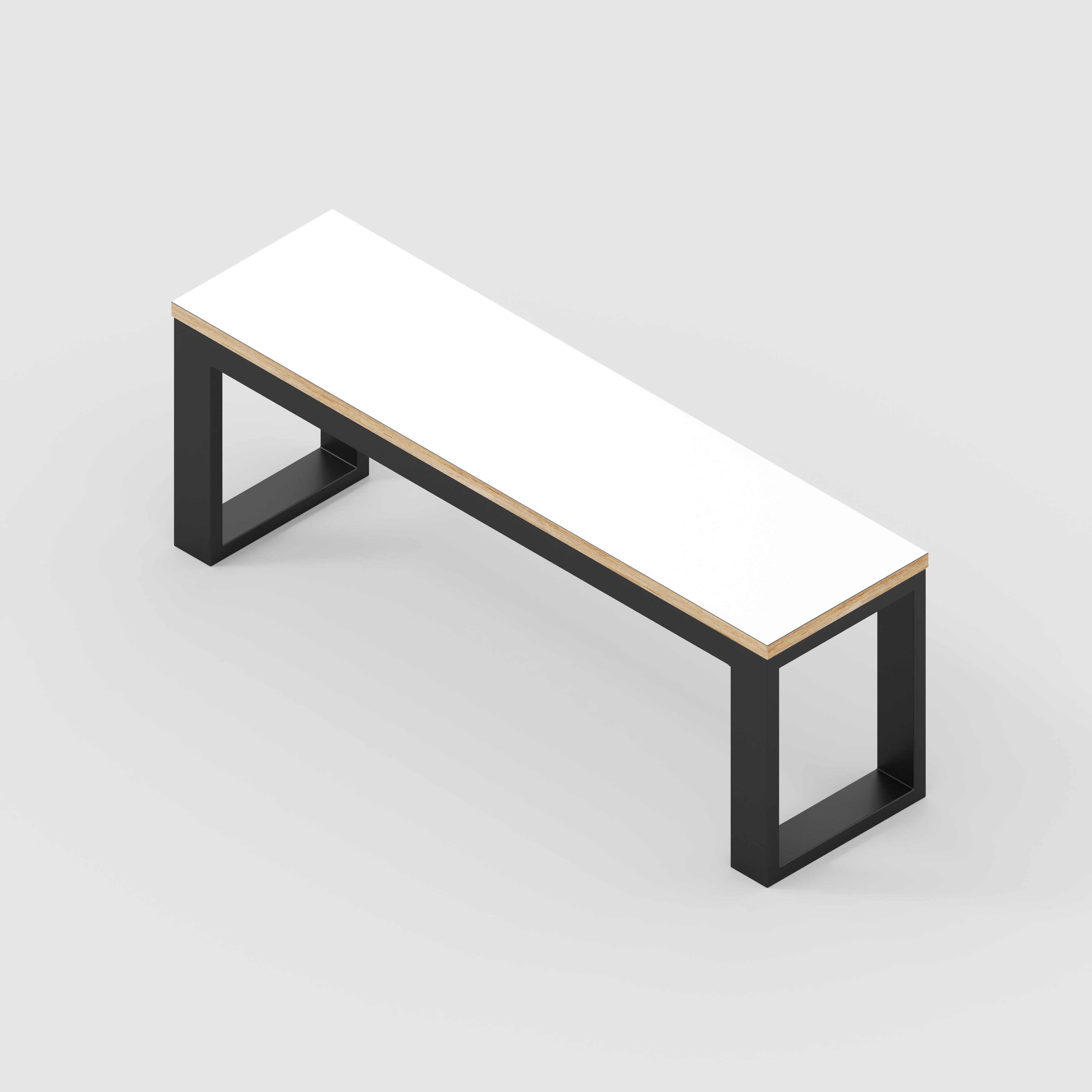 Plywood Bench Seat with Black Industrial Frame - Formica White - 1200(w) x 325(d)