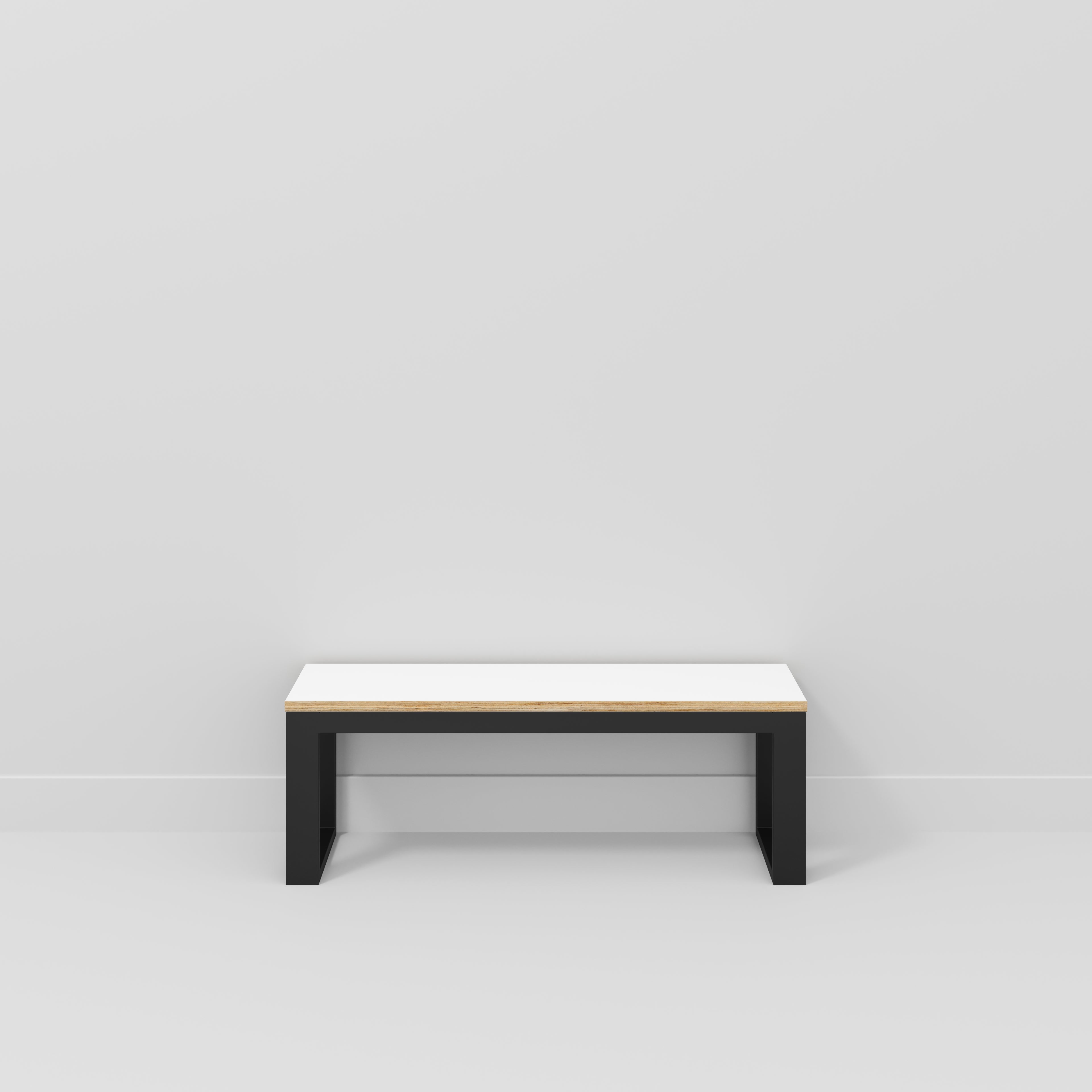 Plywood Bench Seat with Black Industrial Frame - Formica White - 1200(w) x 325(d)