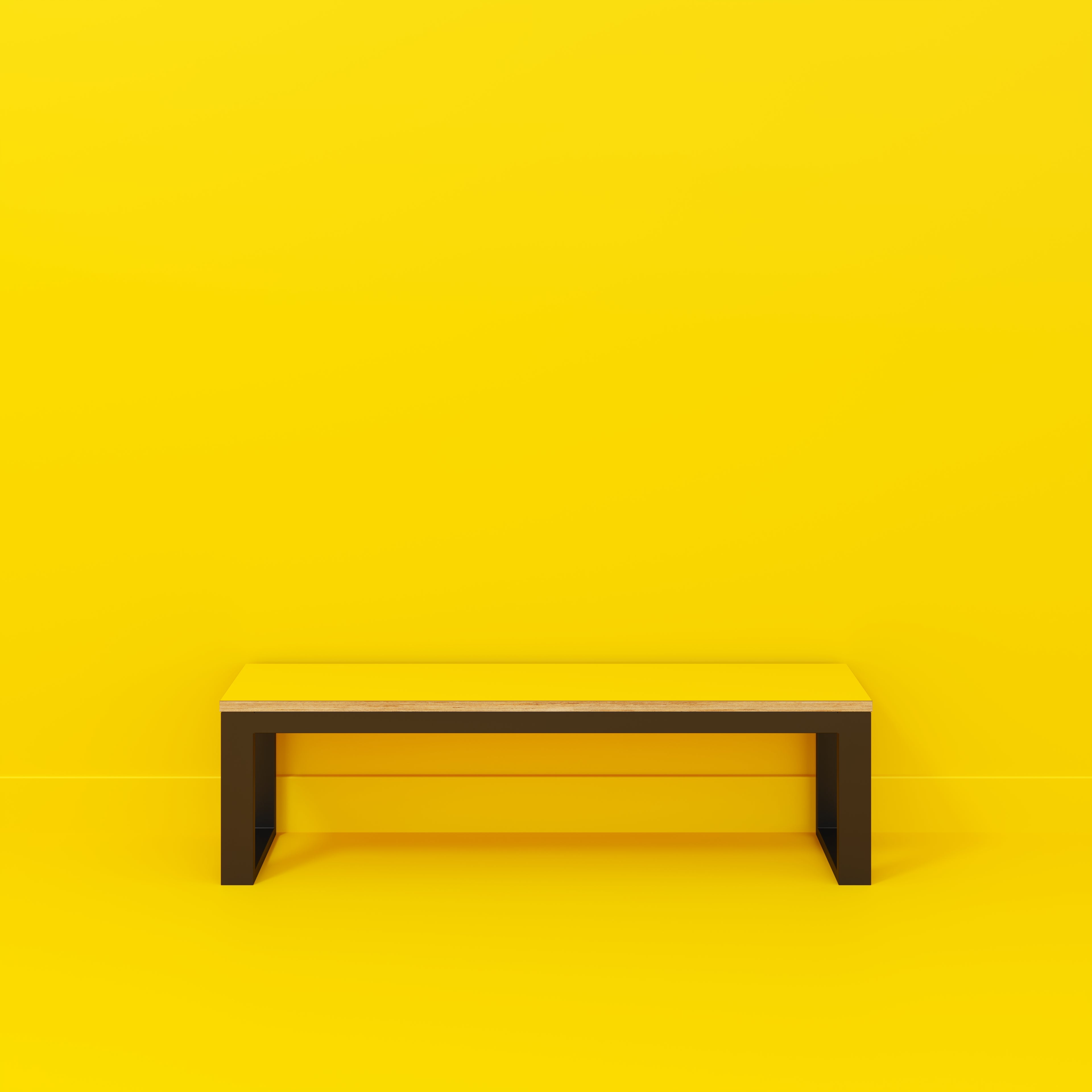 Bench Seat with Black Industrial Frame - Formica Chrome Yellow - 1500(w) x 325(d)