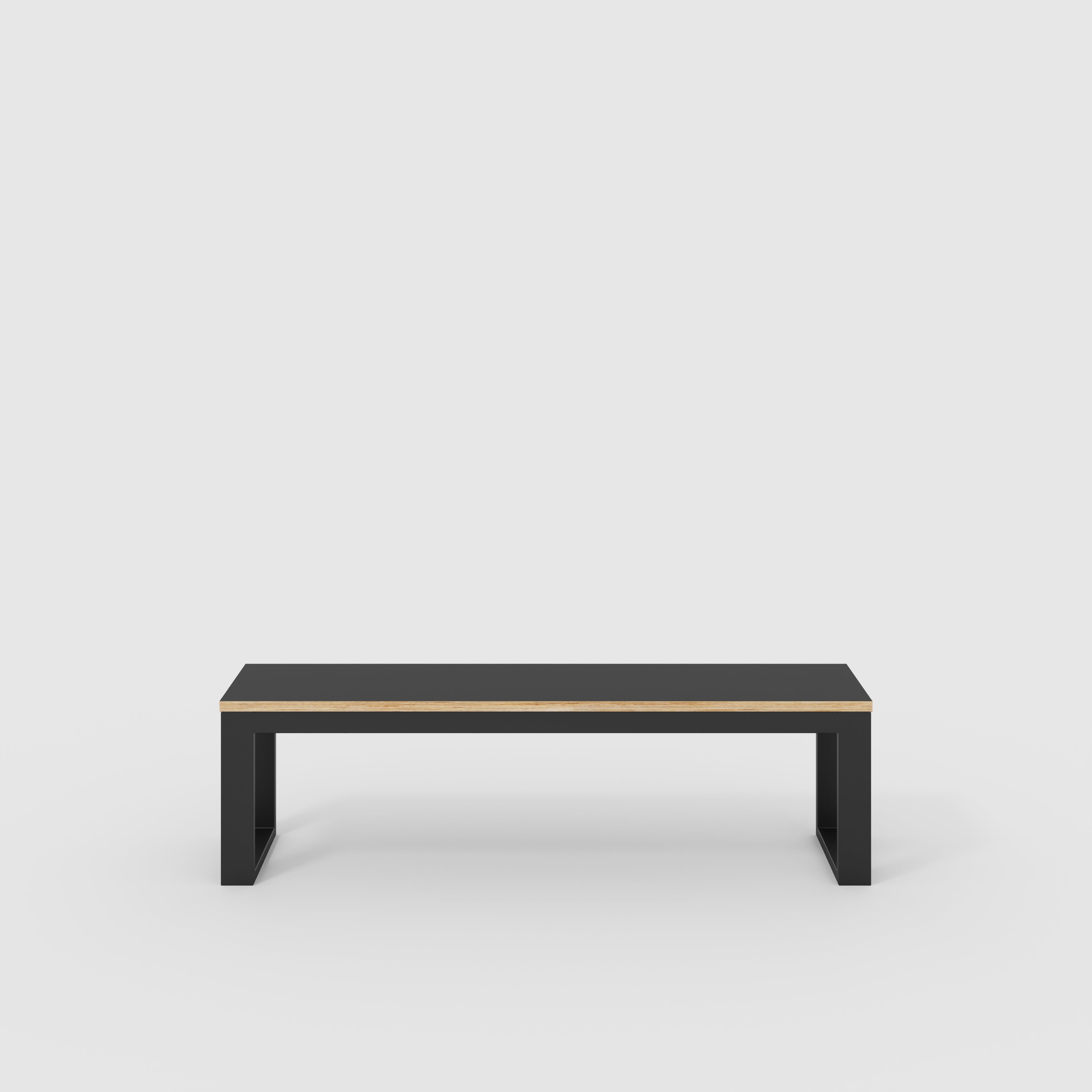 Bench Seat with Black Industrial Frame - Formica Diamond Black - 1500(w) x 325(d)