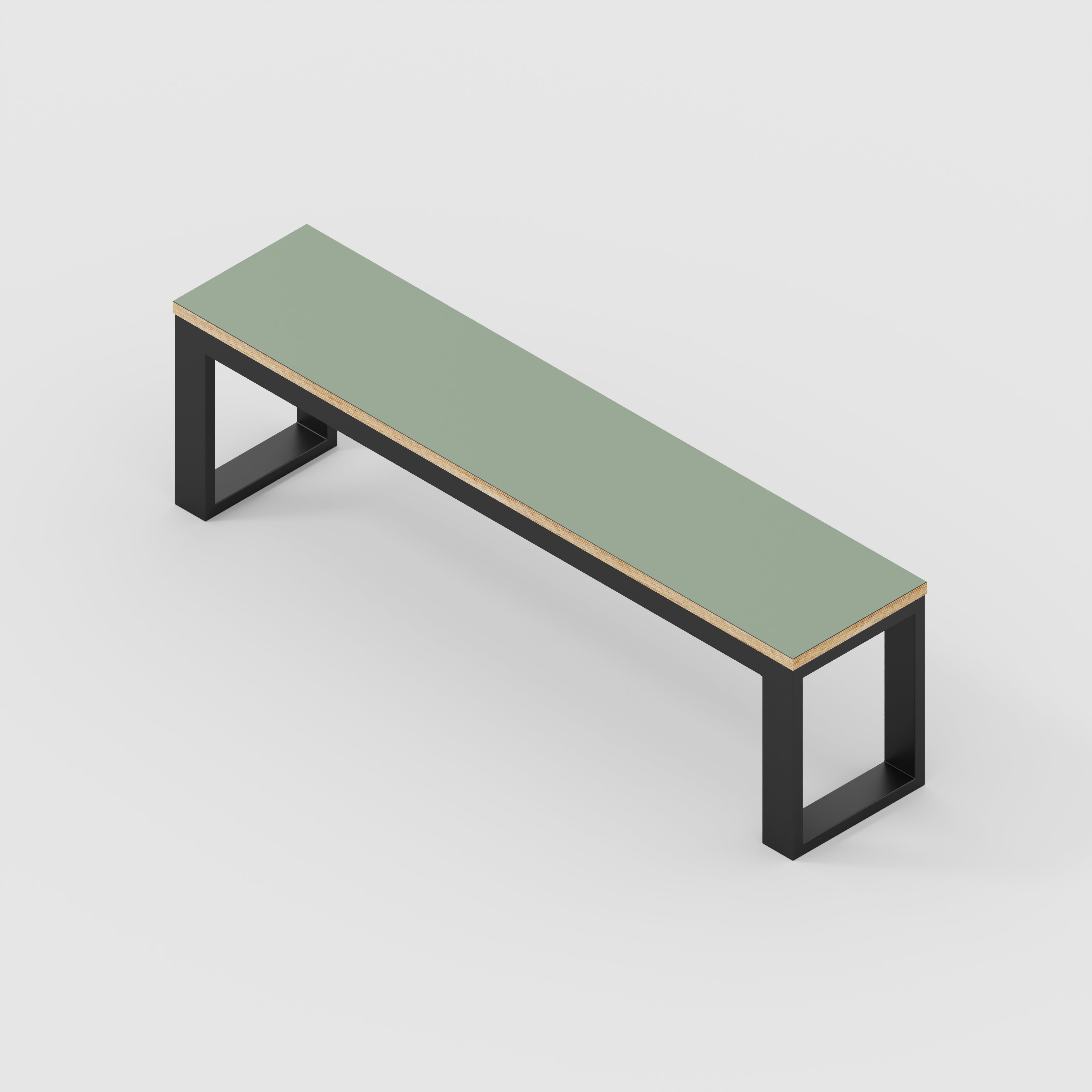 Plywood Bench Seat with Black Industrial Frame - Formica Green Slate - 1500(w) x 325(d)