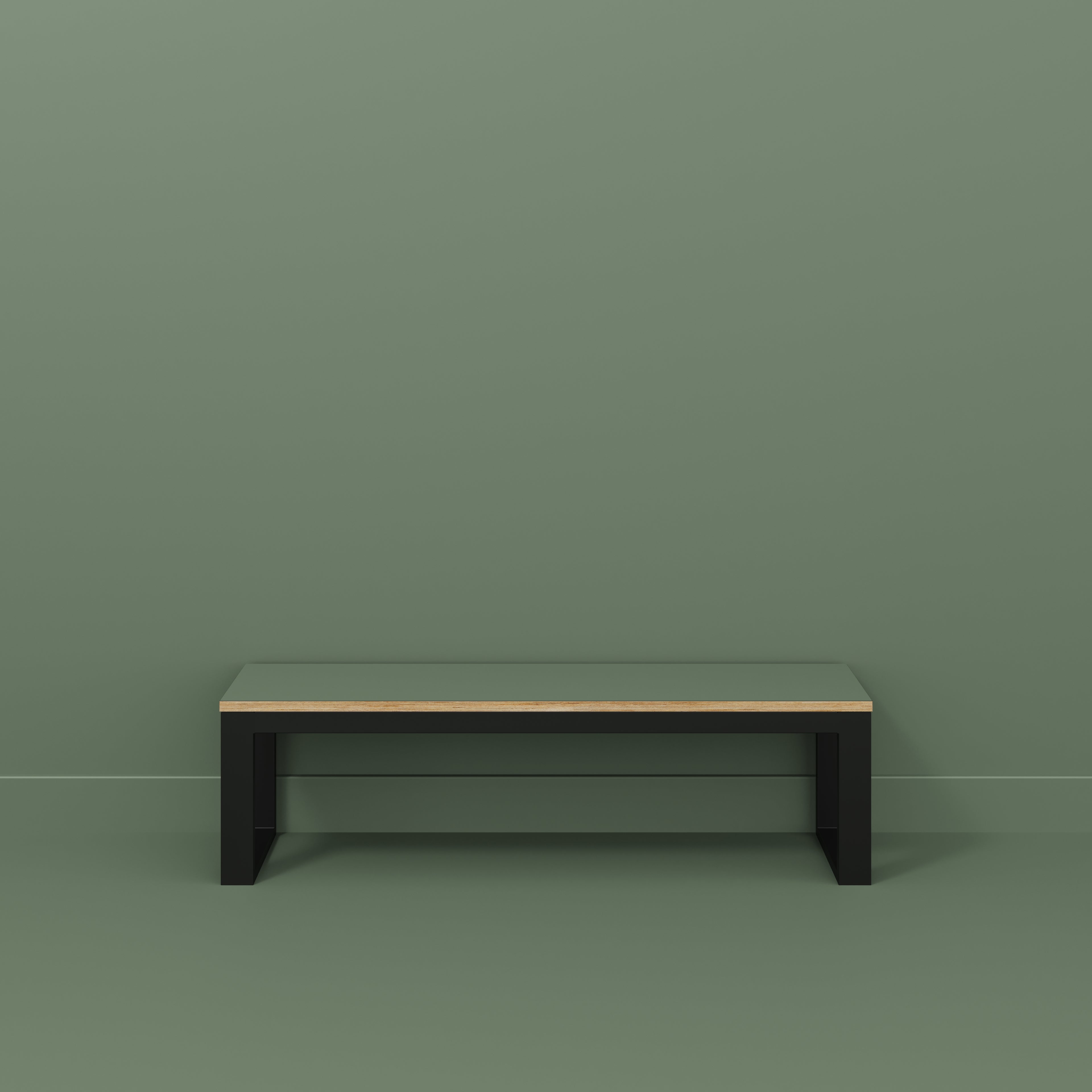 Plywood Bench Seat with Black Industrial Frame - Formica Green Slate - 1500(w) x 325(d)