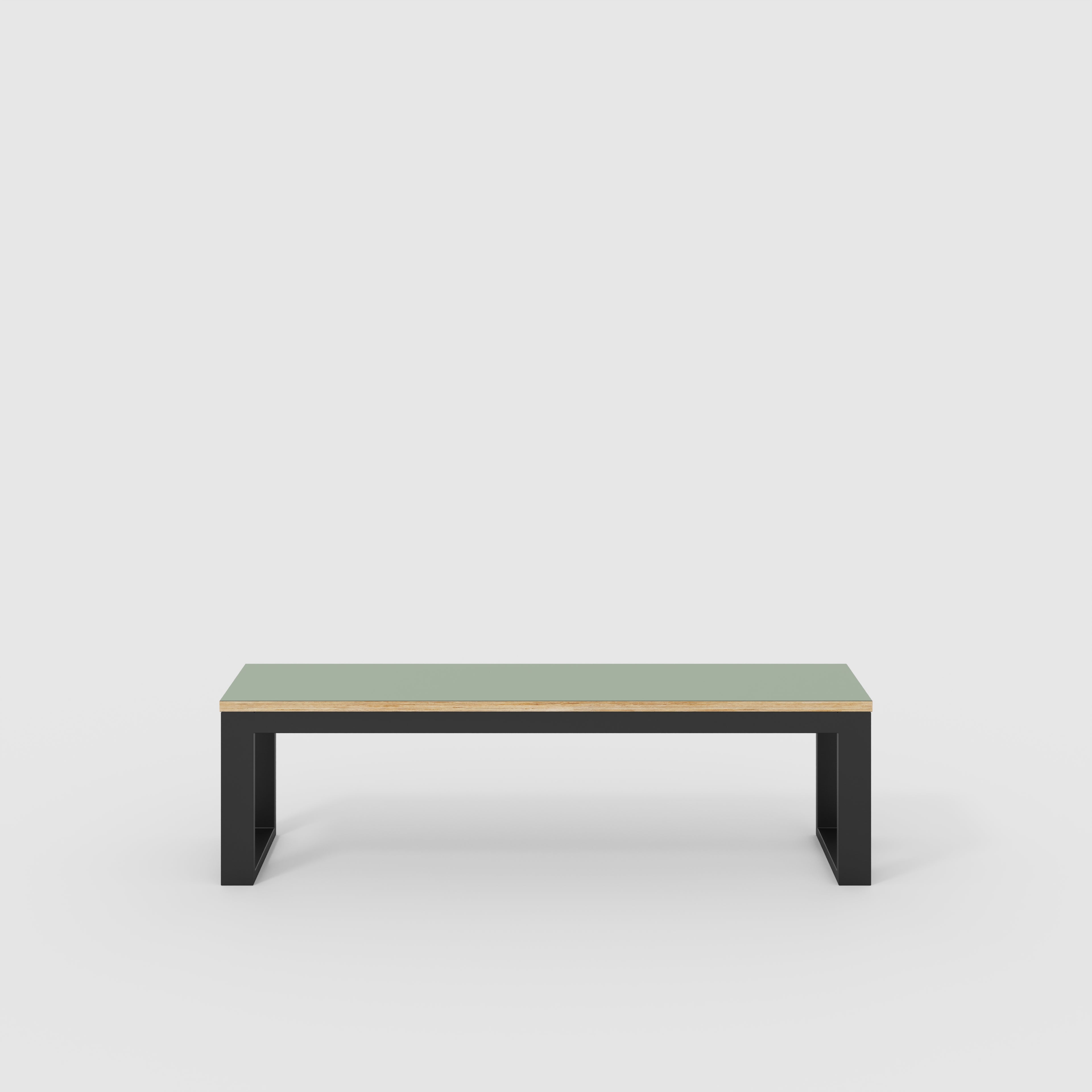 Bench Seat with Black Industrial Frame - Formica Green Slate - 1500(w) x 325(d)
