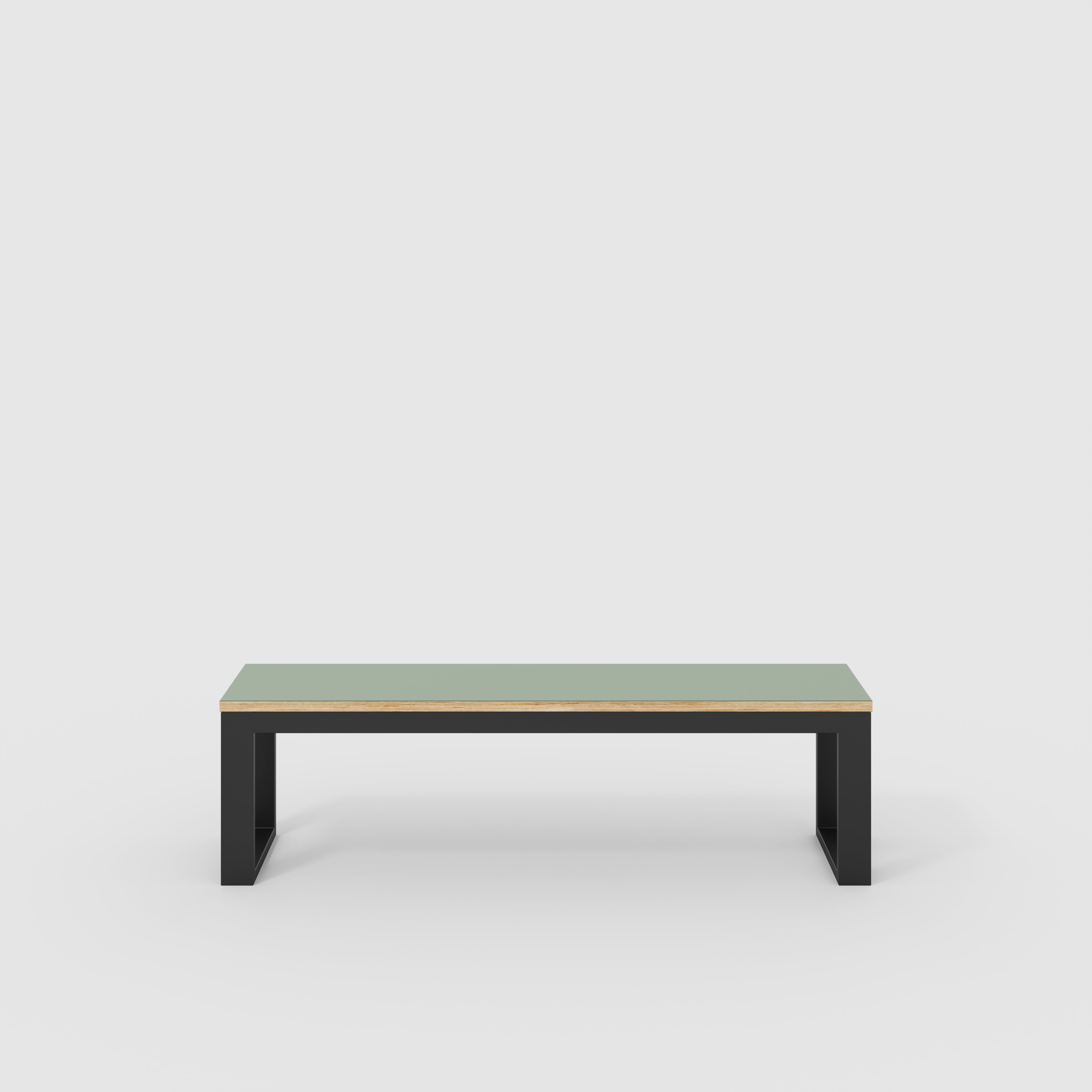Plywood Bench Seat with Black Industrial Frame - Formica Green Slate - 1500(w) x 325(d)