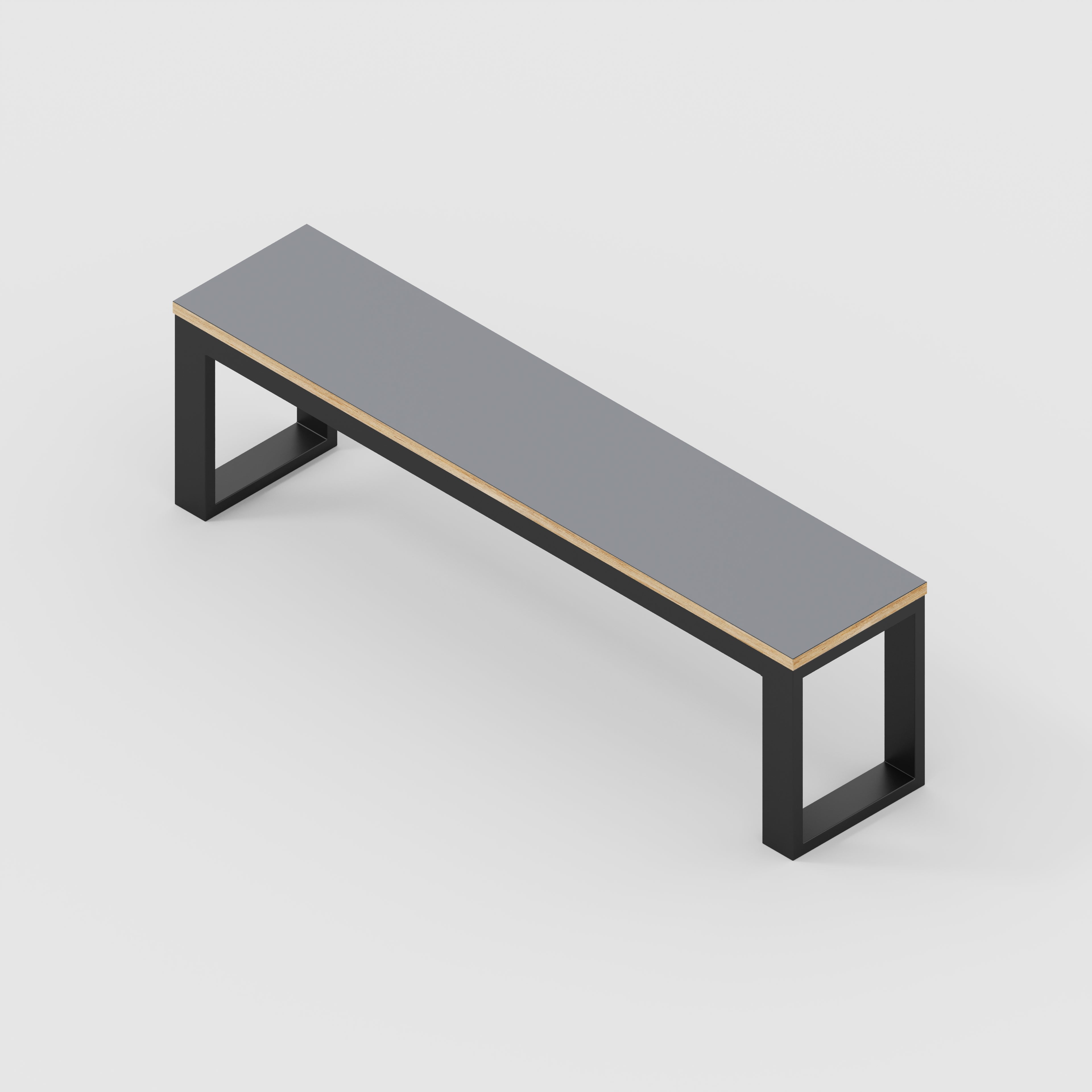 Plywood Bench Seat with Black Industrial Frame - Formica Tornado Grey - 1500(w) x 325(d)